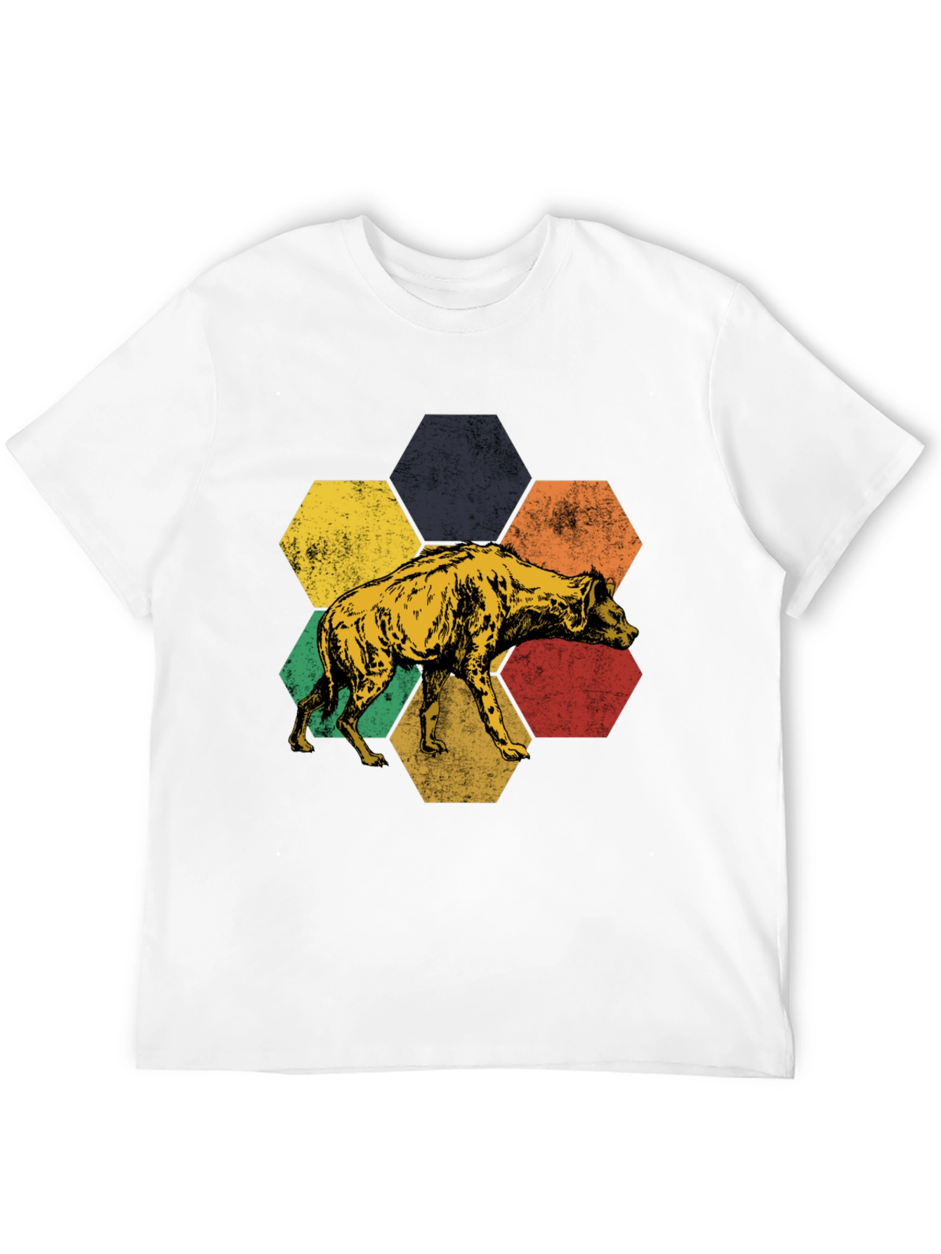 Hyena Hexagon Graphic Tee - Stylish Animal Print Shirt