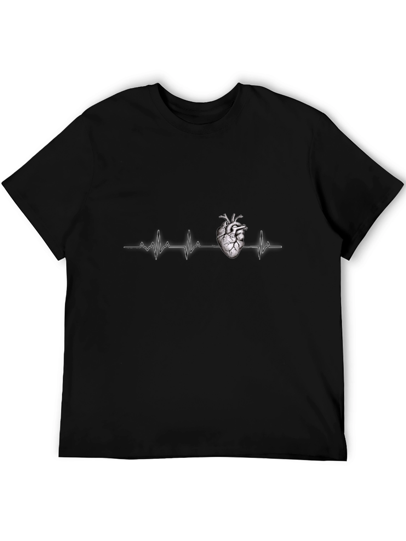 Heartbeat Graphic Tee - Black Crew Neck T-Shirt