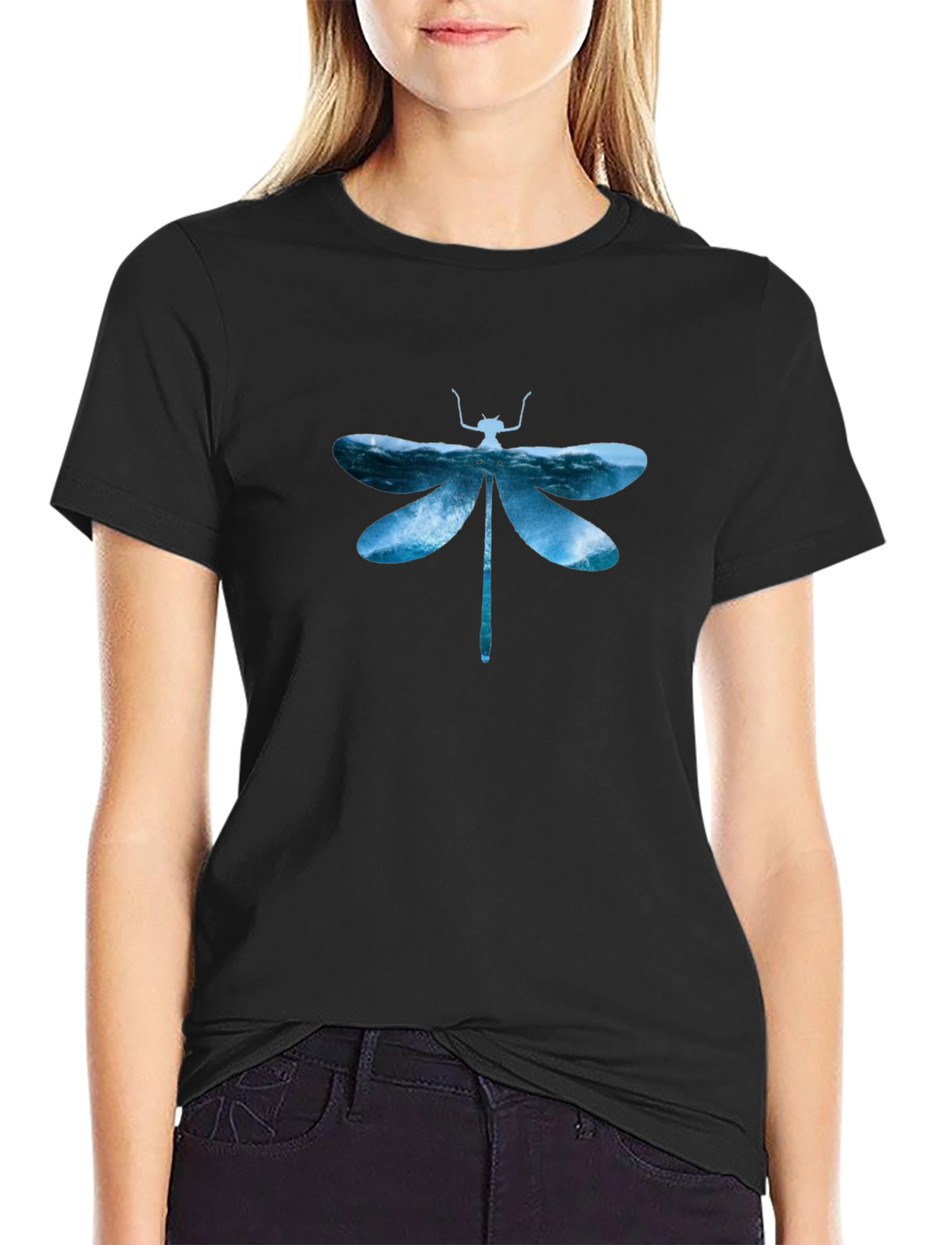 Dragonfly Waves Graphic Tee - Mens Black T-Shirt