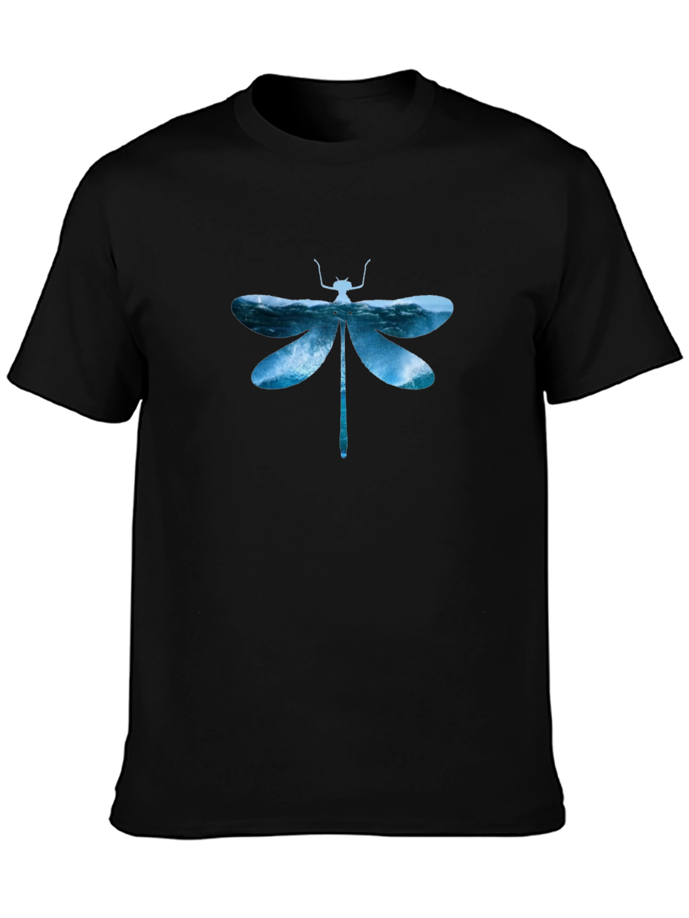 Dragonfly Waves Graphic Tee - Mens Black T-Shirt