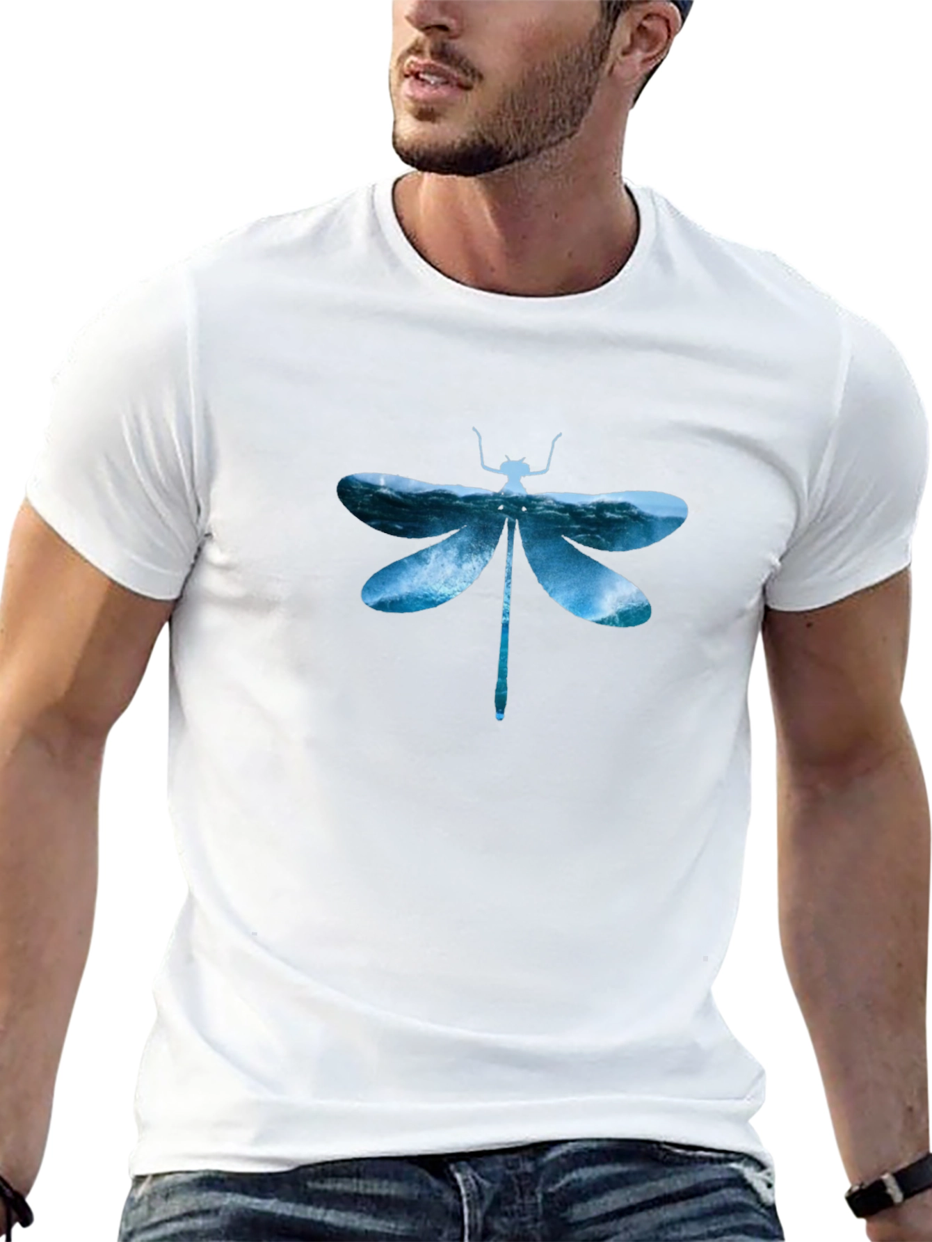 Dragonfly Waves Graphic Tee - Mens Black T-Shirt