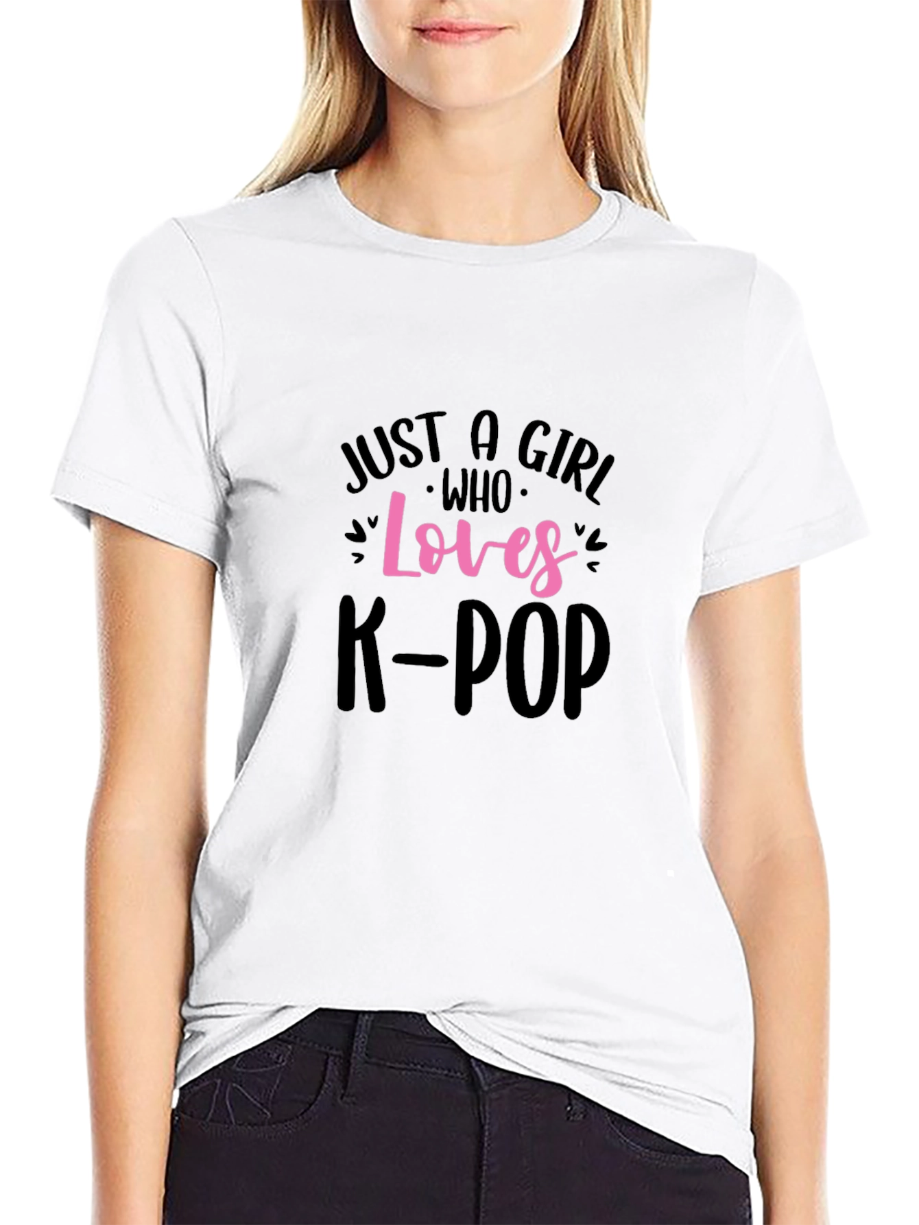 Just A Girl Who Loves K-Pop Black T-Shirt