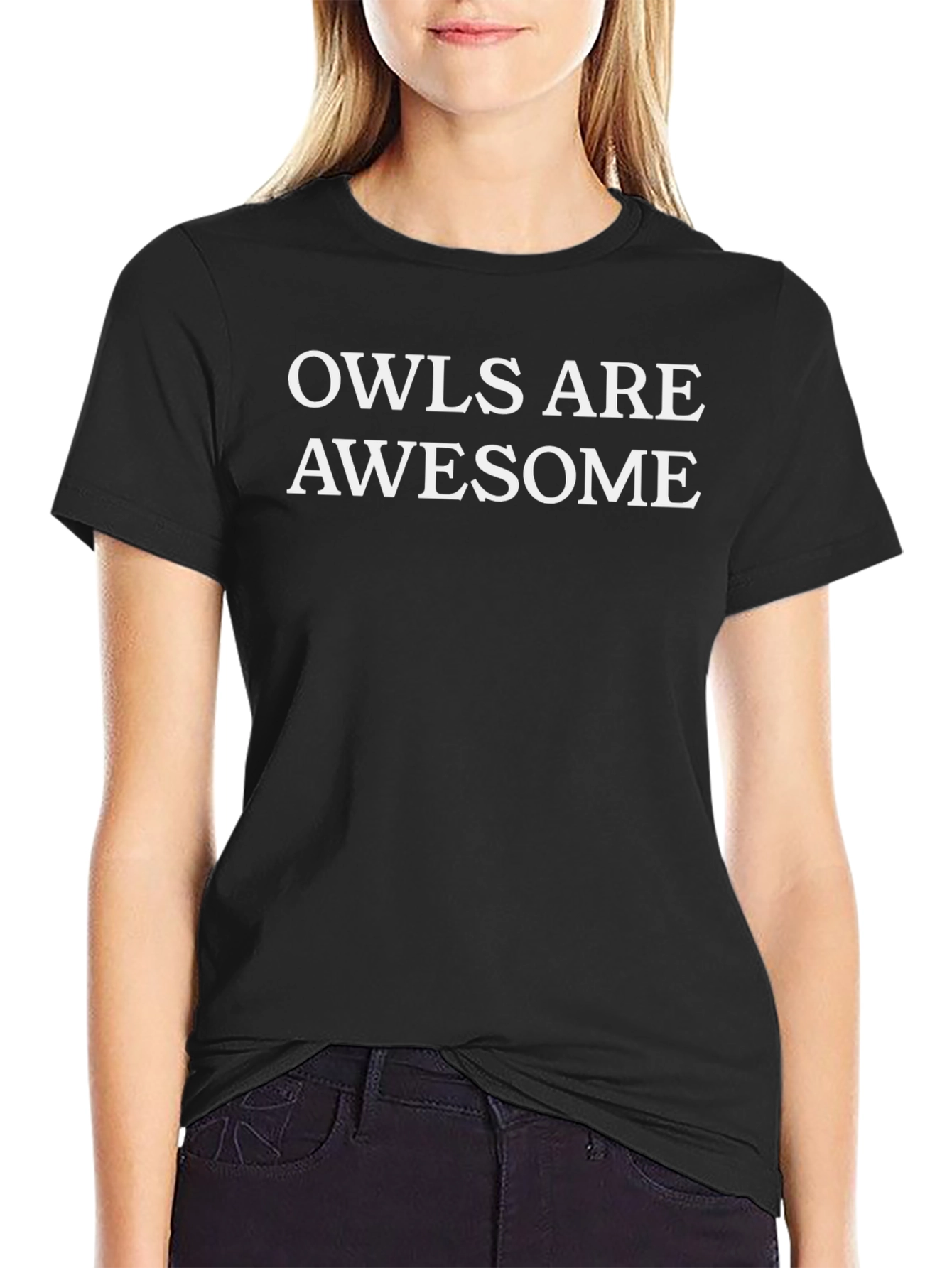 Owls Are Awesome Graphic Tee - Black Cotton T-Shirt