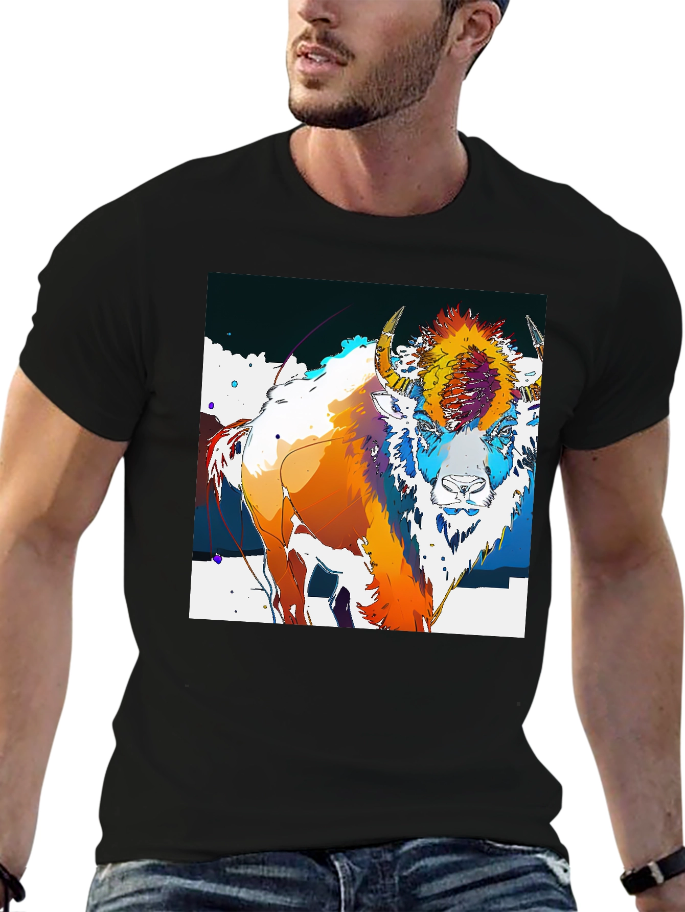 Abstract Buffalo Graphic T-Shirt