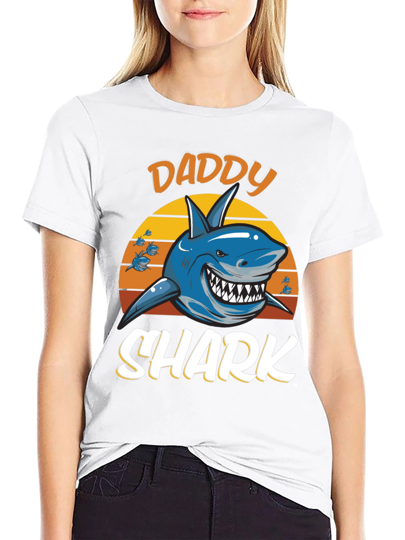 Daddy Shark Graphic Tee - Black Cotton T-Shirt