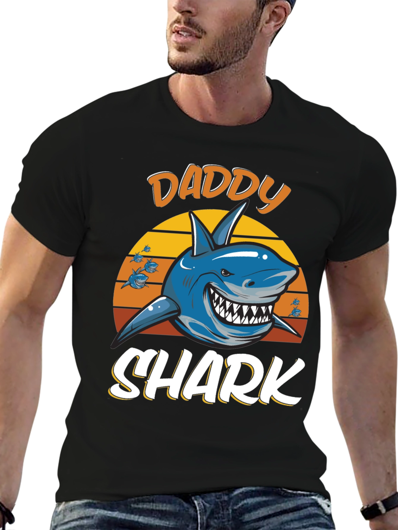 Daddy Shark Graphic Tee - Black Cotton T-Shirt