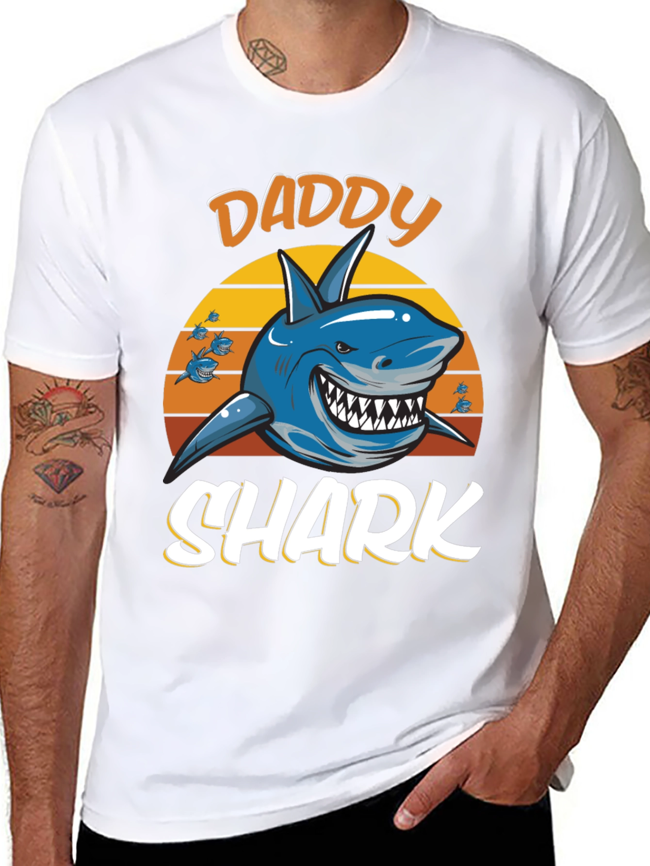Daddy Shark Graphic Tee - Black Cotton T-Shirt