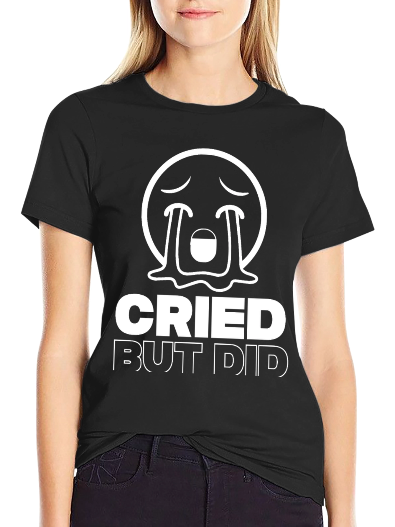 Cried But Did Funny Emoji Graphic T-Shirt
