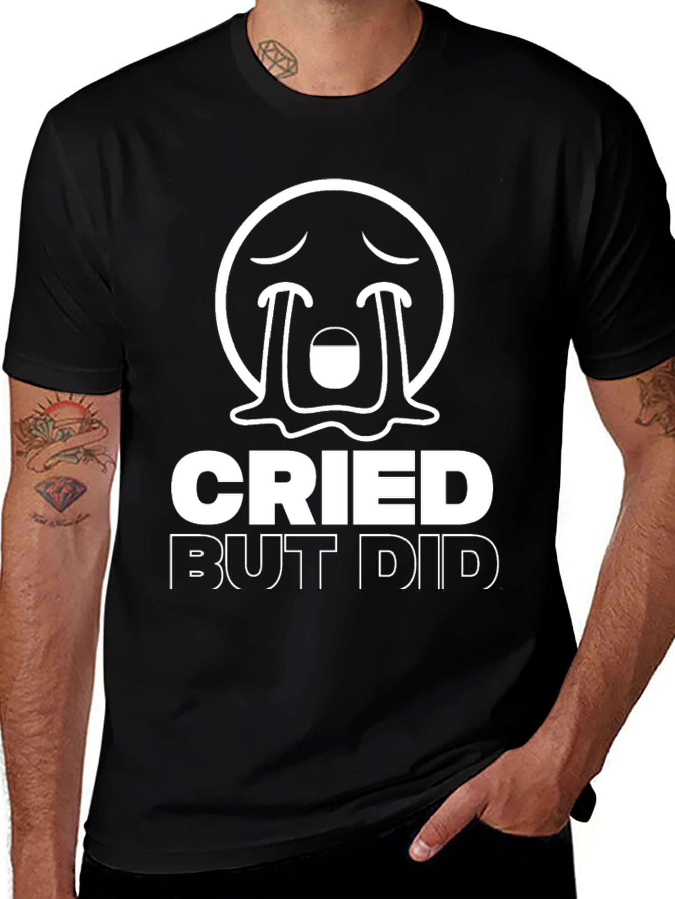 Cried But Did Funny Emoji Graphic T-Shirt