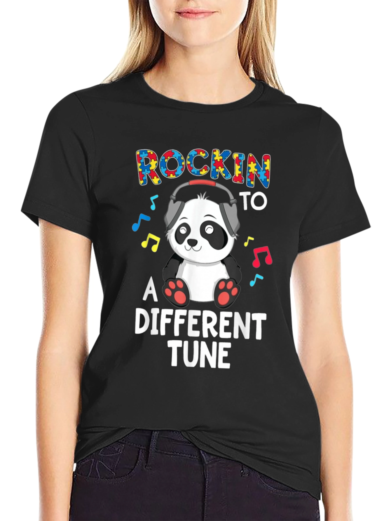 Rockin to a Different Tune Autism Panda T-Shirt