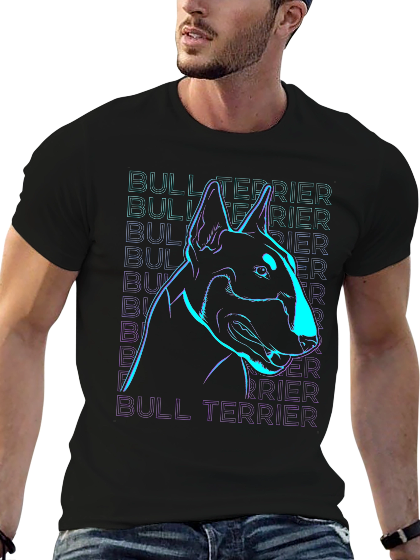 Neon Bull Terrier Graphic T-Shirt