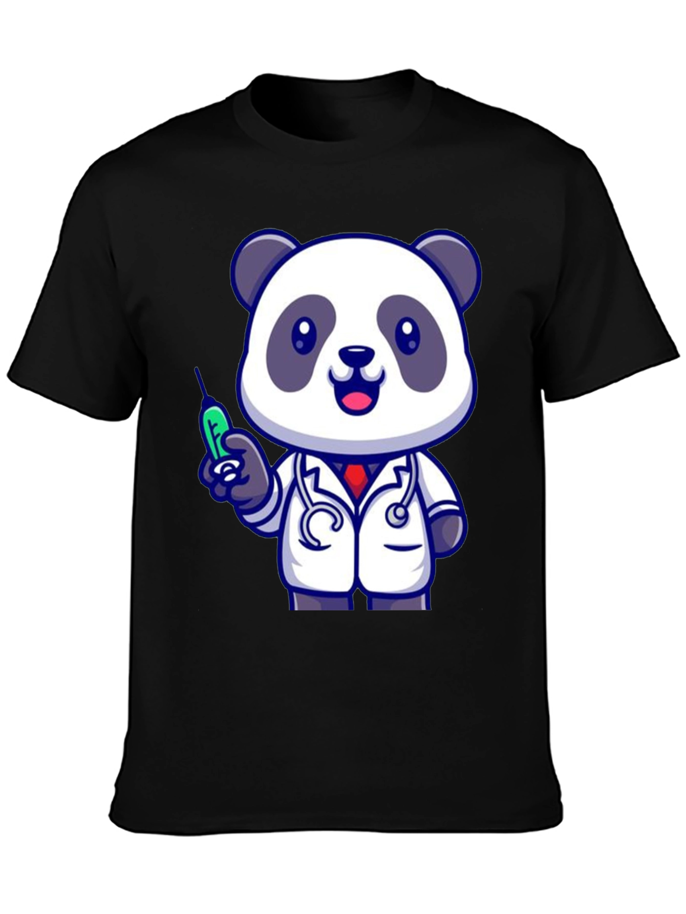 Doctor Panda Graphic Tee - Black Cotton Blend
