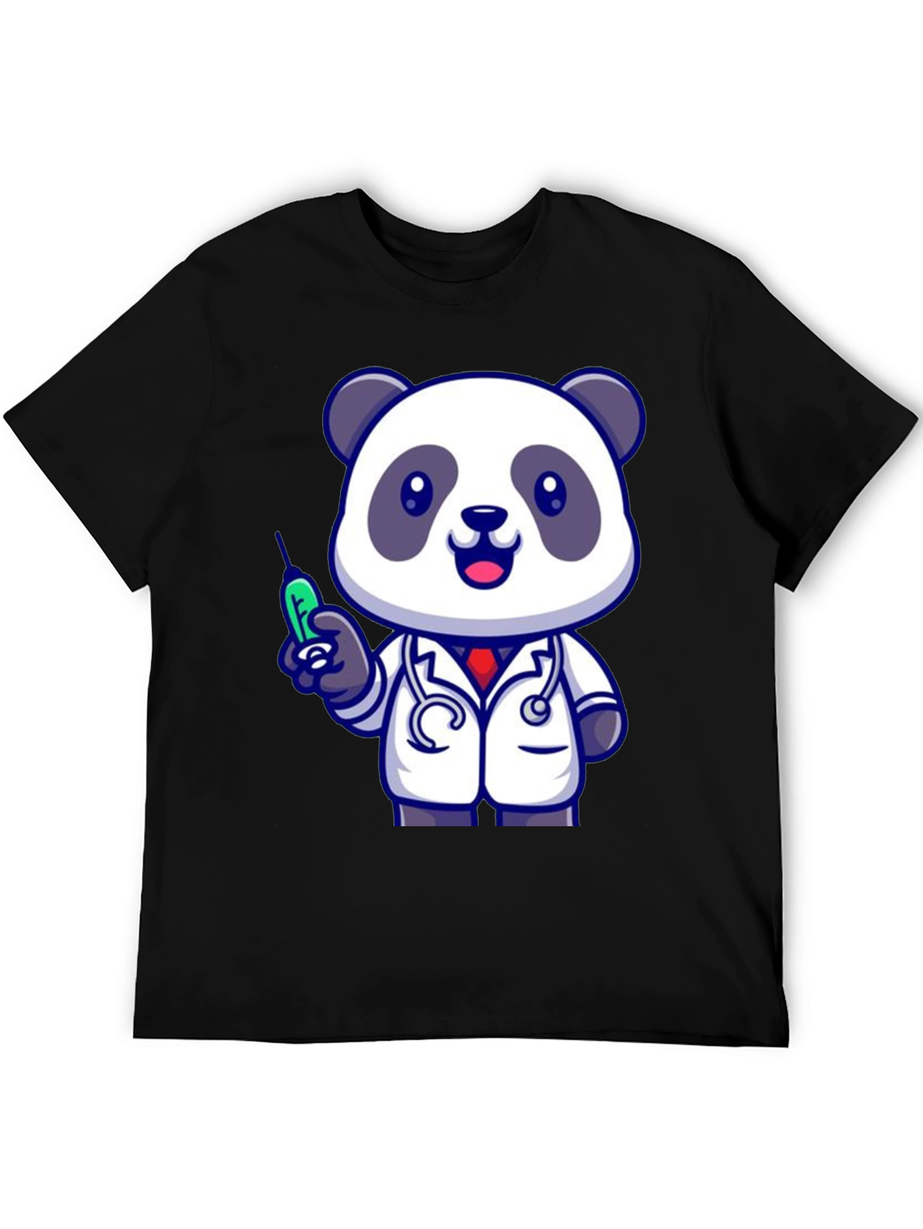 Doctor Panda Graphic Tee - Black Cotton Blend