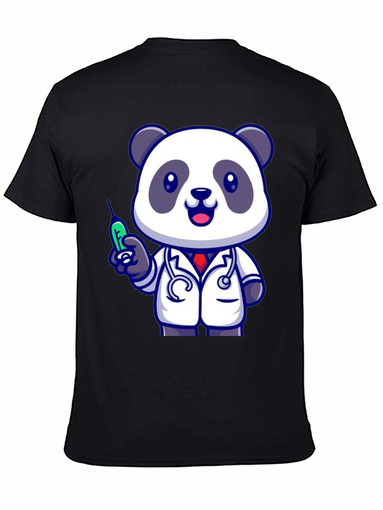 Doctor Panda Graphic Tee - Black Cotton Blend