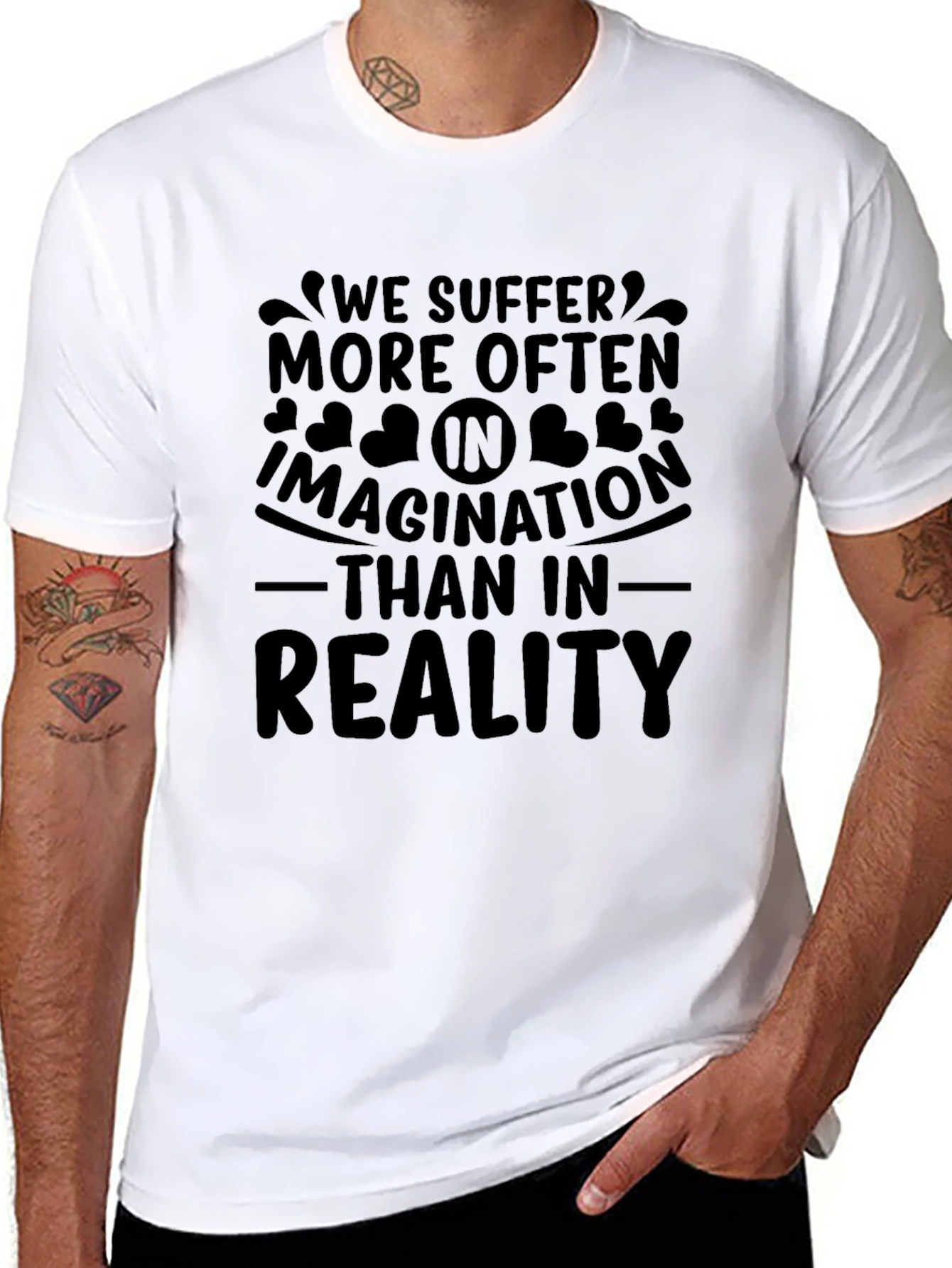 Mens Black T-Shirt: Imagination vs. Reality Graphic Tee