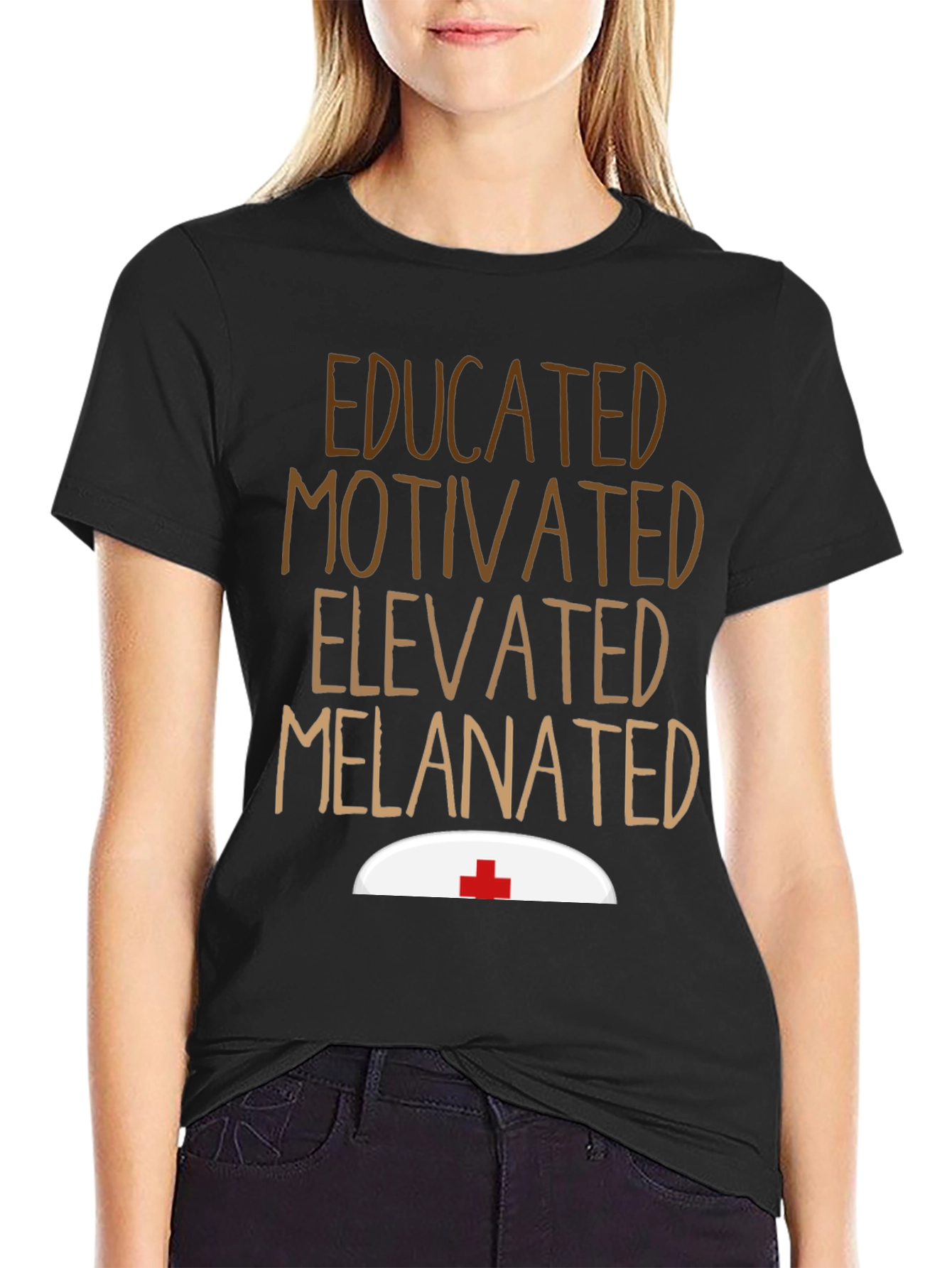 Educated Melanin Nurse Graphic T-Shirt