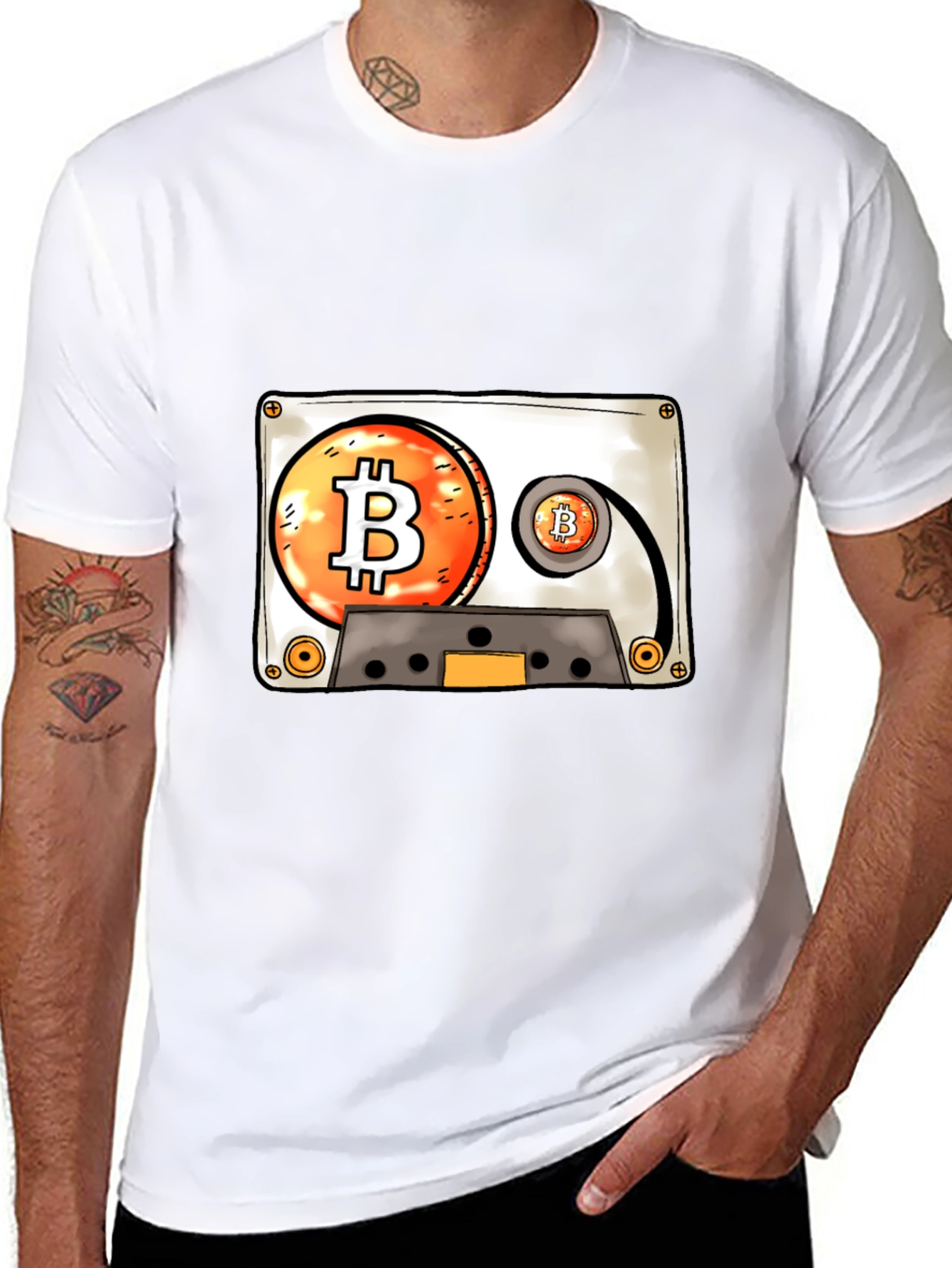 Bitcoin Cassette Tape Graphic Tee - Crypto Lover