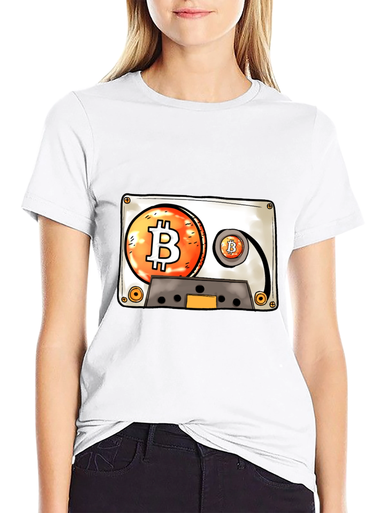 Bitcoin Cassette Tape Graphic Tee - Crypto Lover