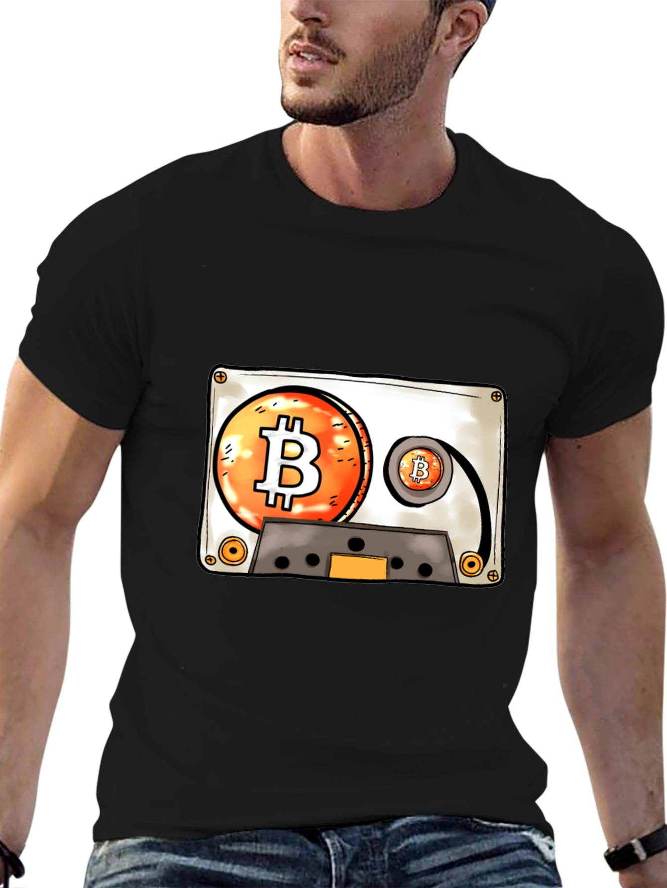 Bitcoin Cassette Tape Graphic Tee - Crypto Lover