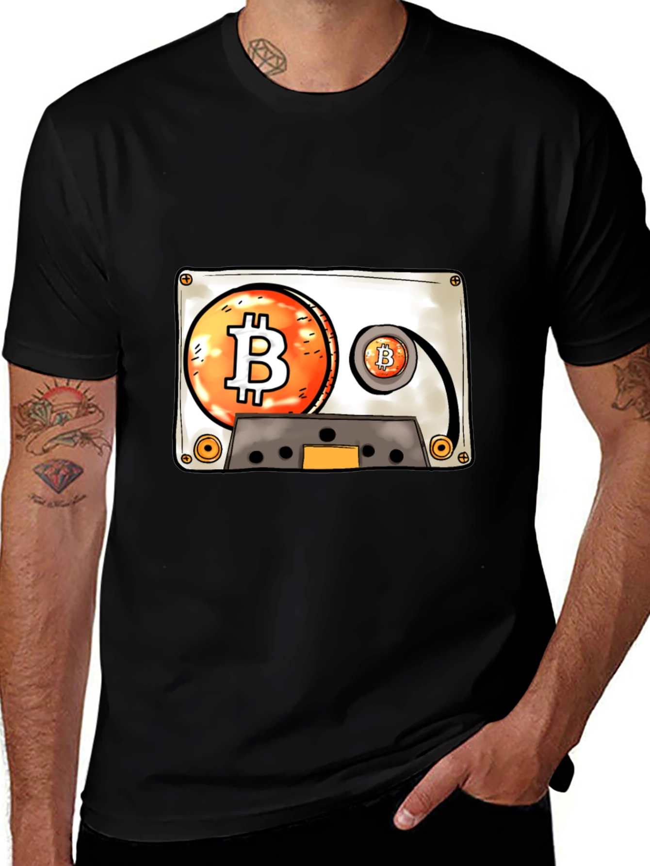 Bitcoin Cassette Tape Graphic Tee - Crypto Lover
