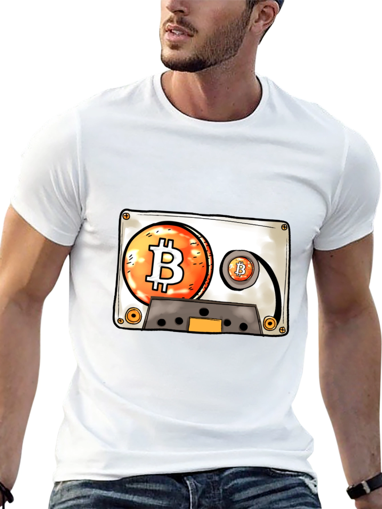 Bitcoin Cassette Tape Graphic Tee - Crypto Lover
