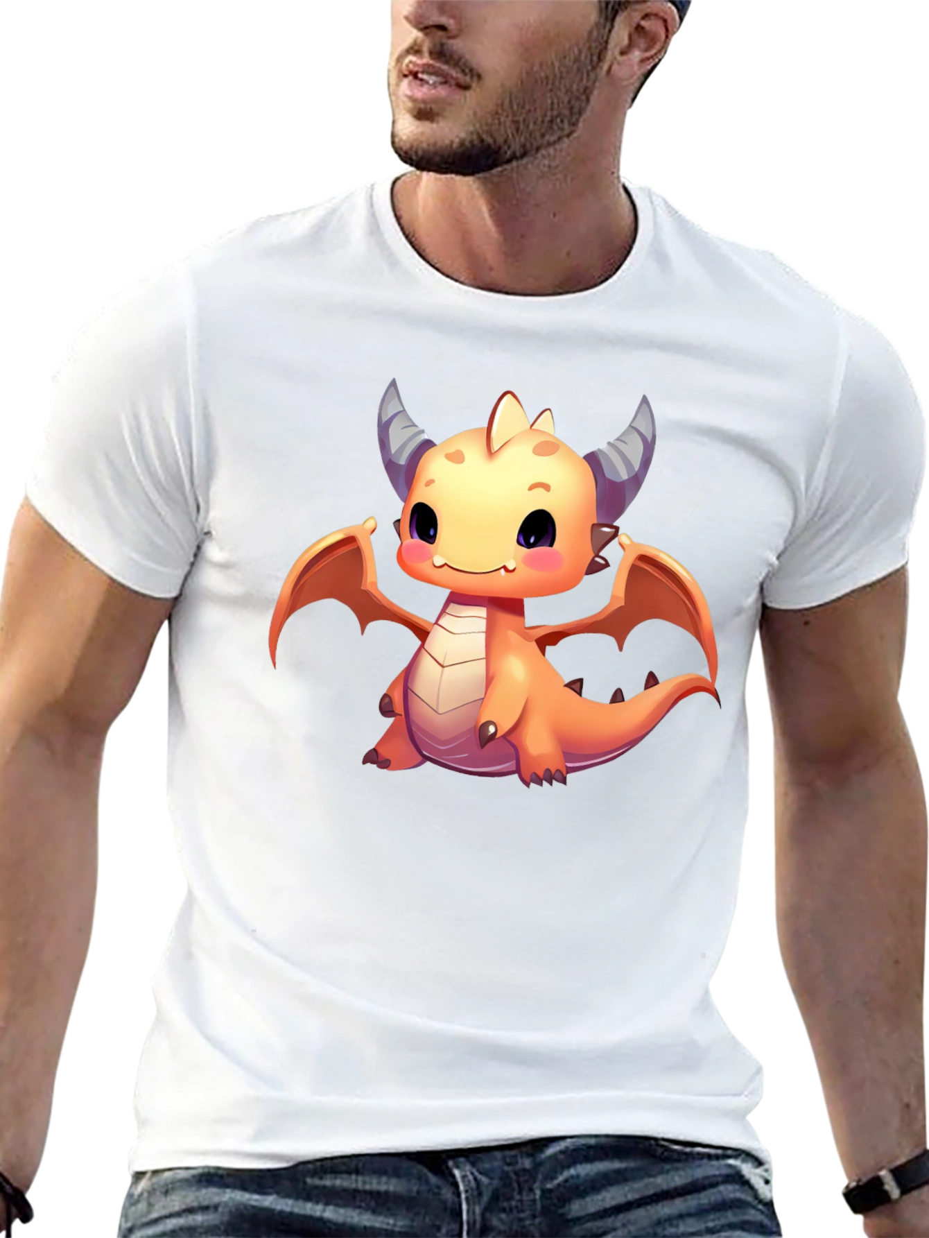 Cute Dragon Graphic T-Shirt - Black