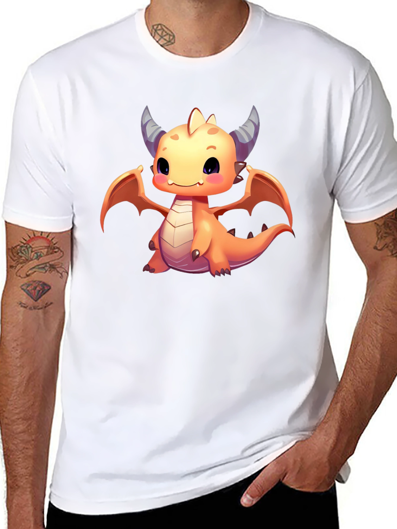 Cute Dragon Graphic T-Shirt - Black