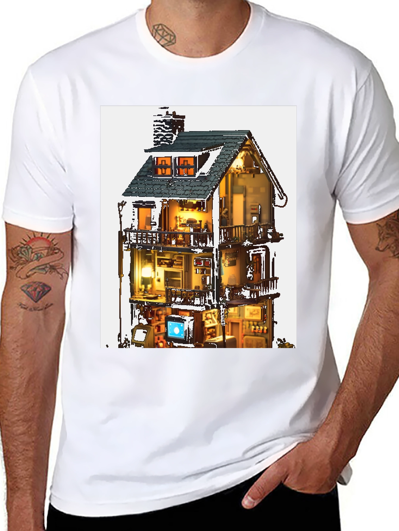 Architectural Dollhouse Graphic Tee - Black