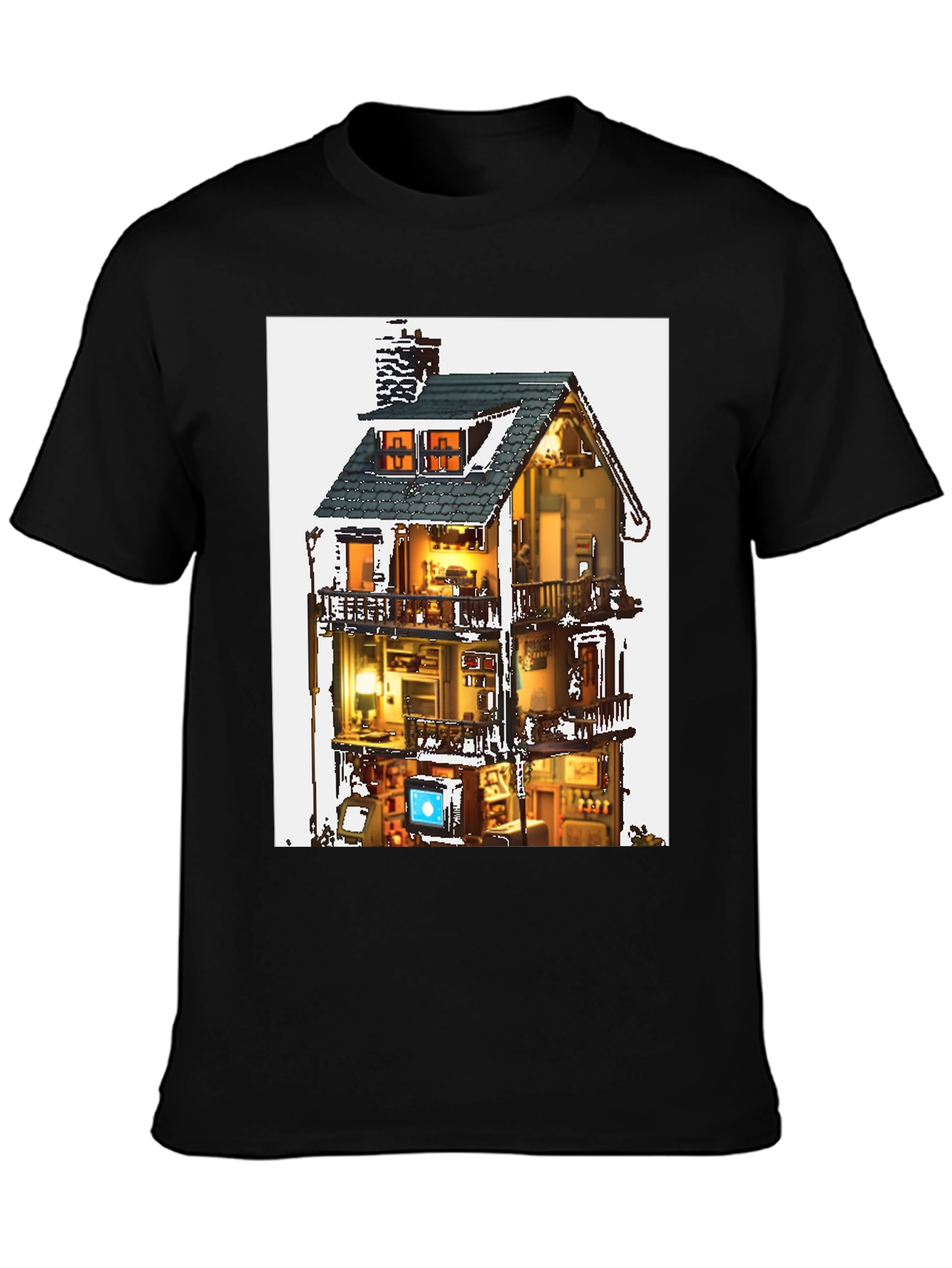Architectural Dollhouse Graphic Tee - Black