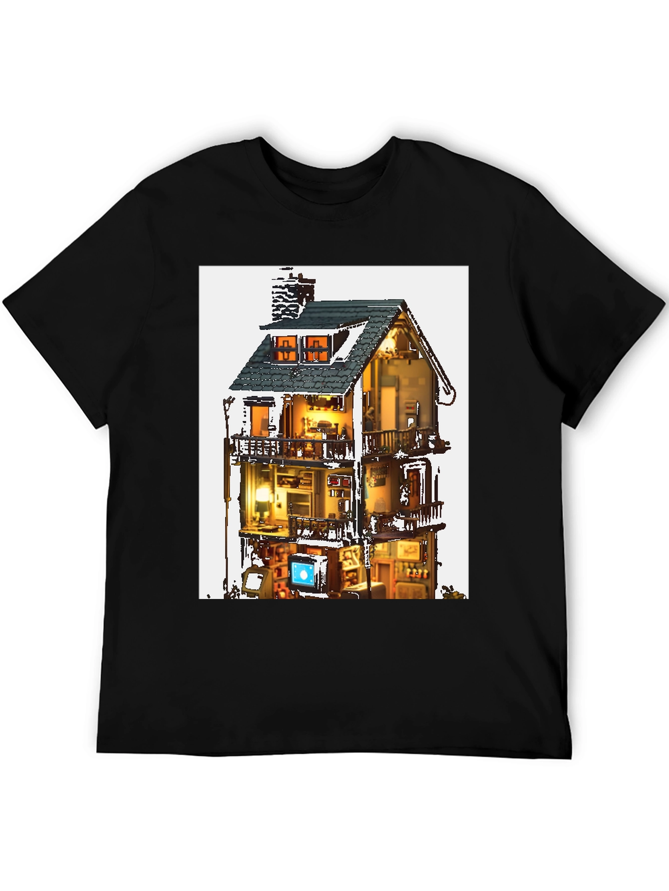Architectural Dollhouse Graphic Tee - Black