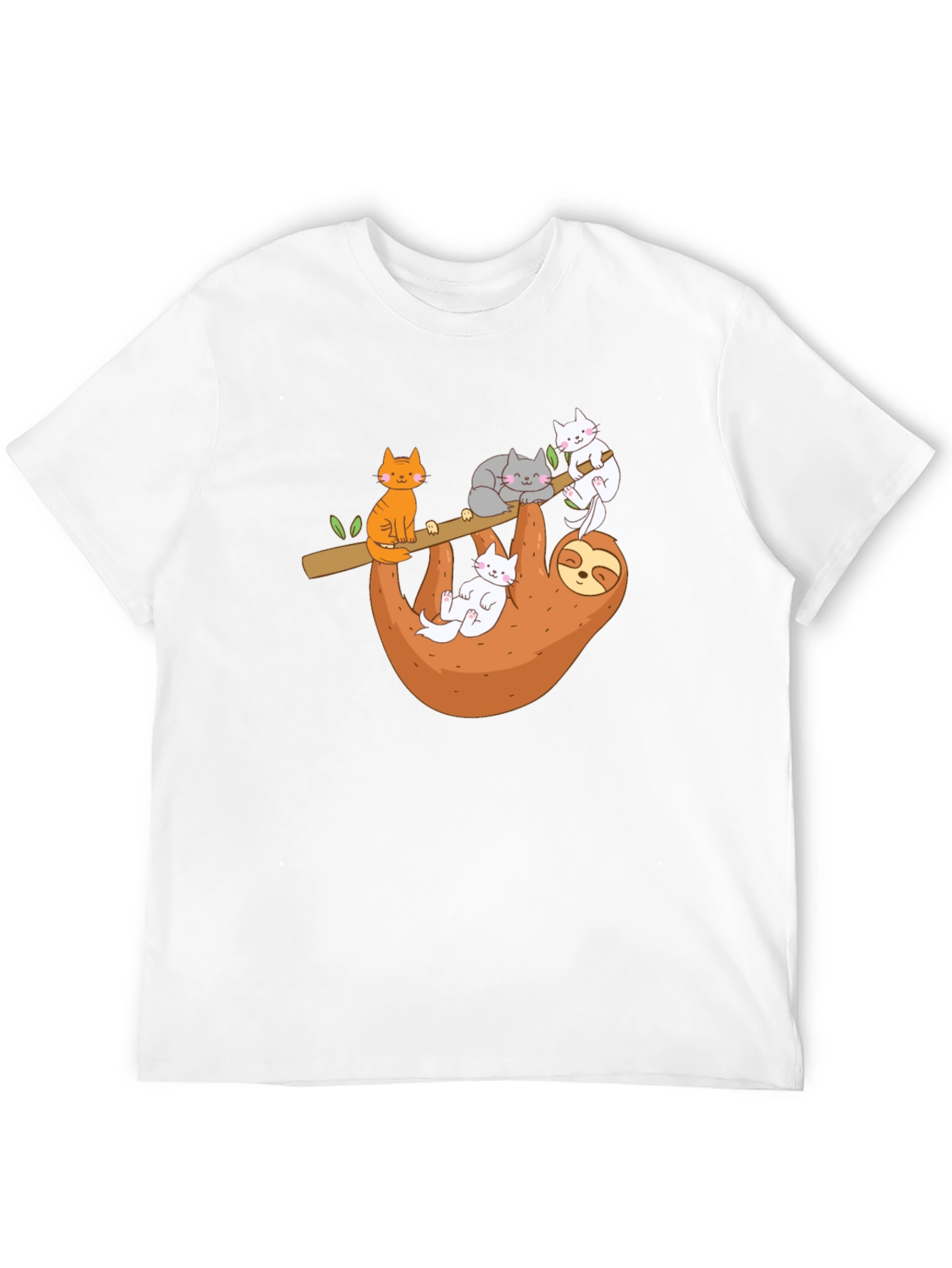 Cats & Sloth Black T-Shirt