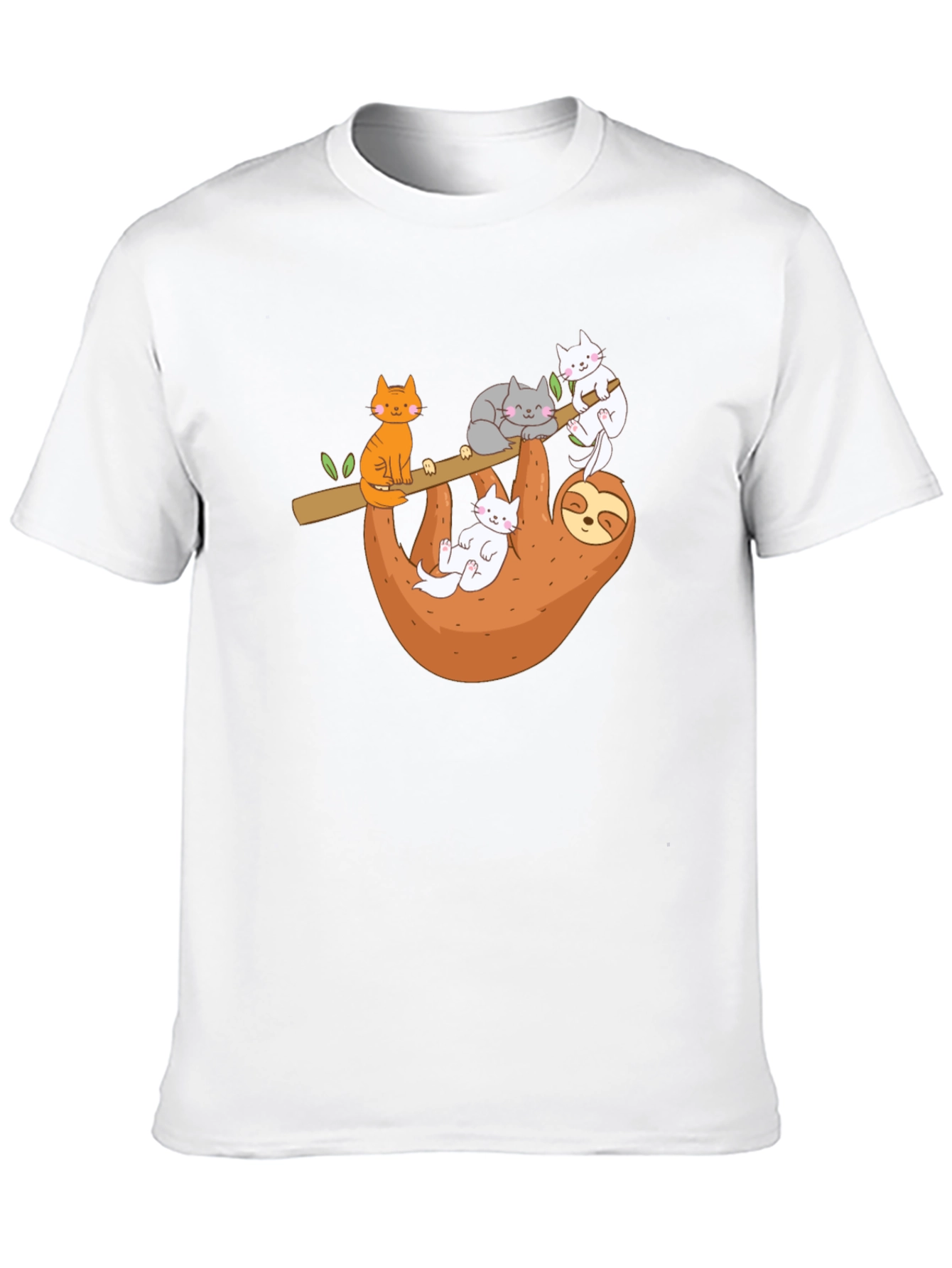 Cats & Sloth Black T-Shirt