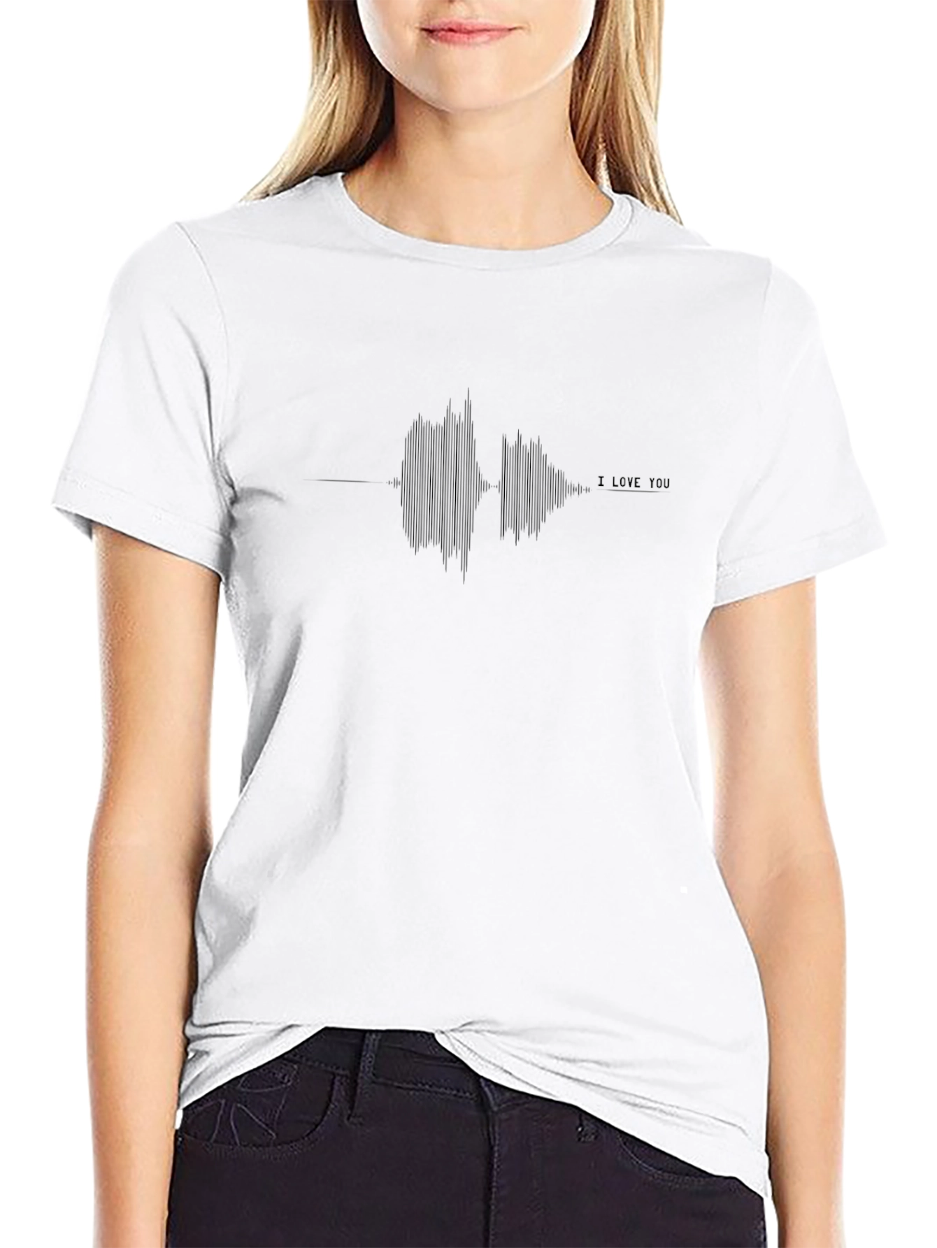 I Love You Waveform Black Graphic Tee