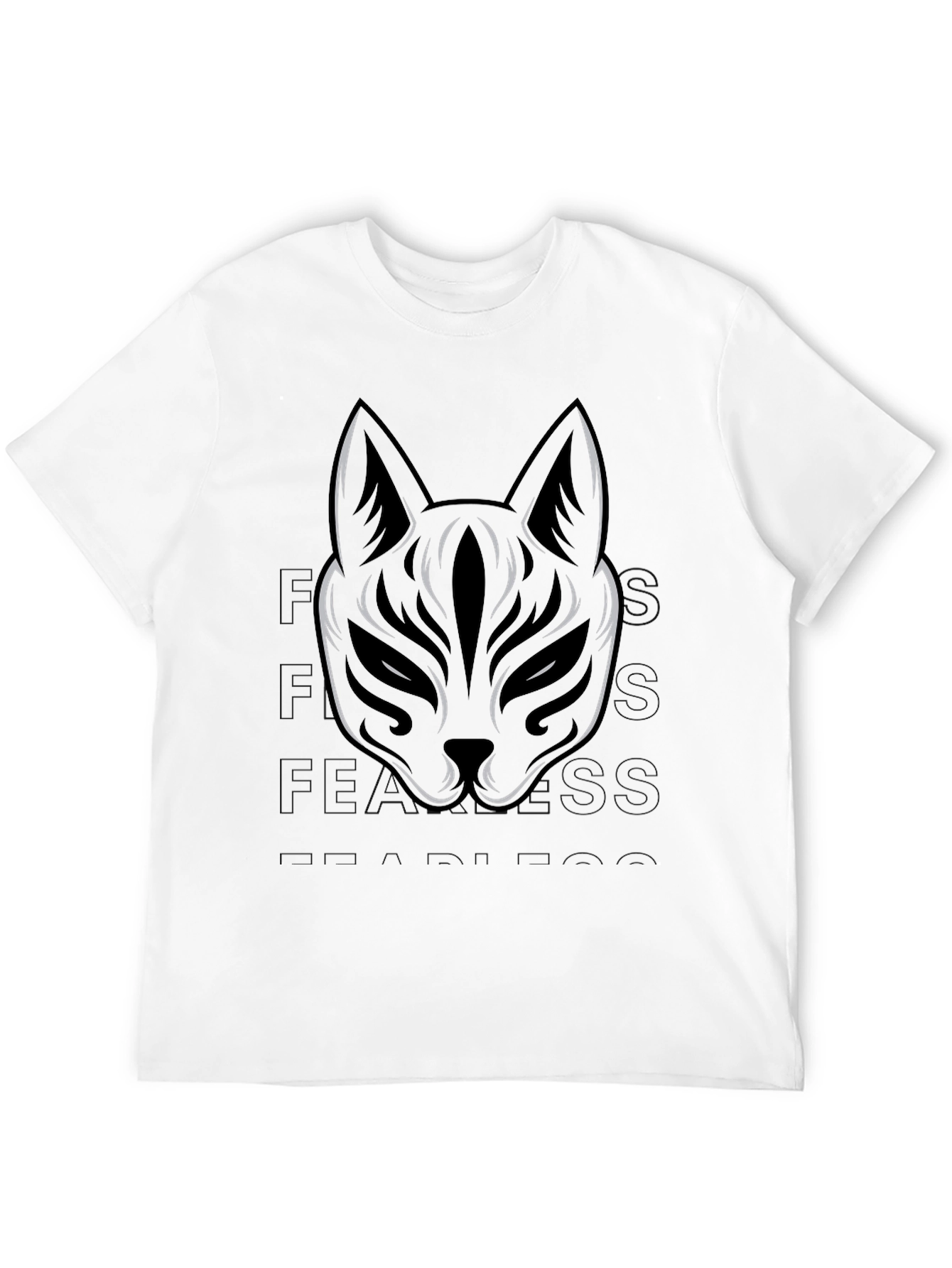 Black T-Shirt with Cat Mask Graphic
