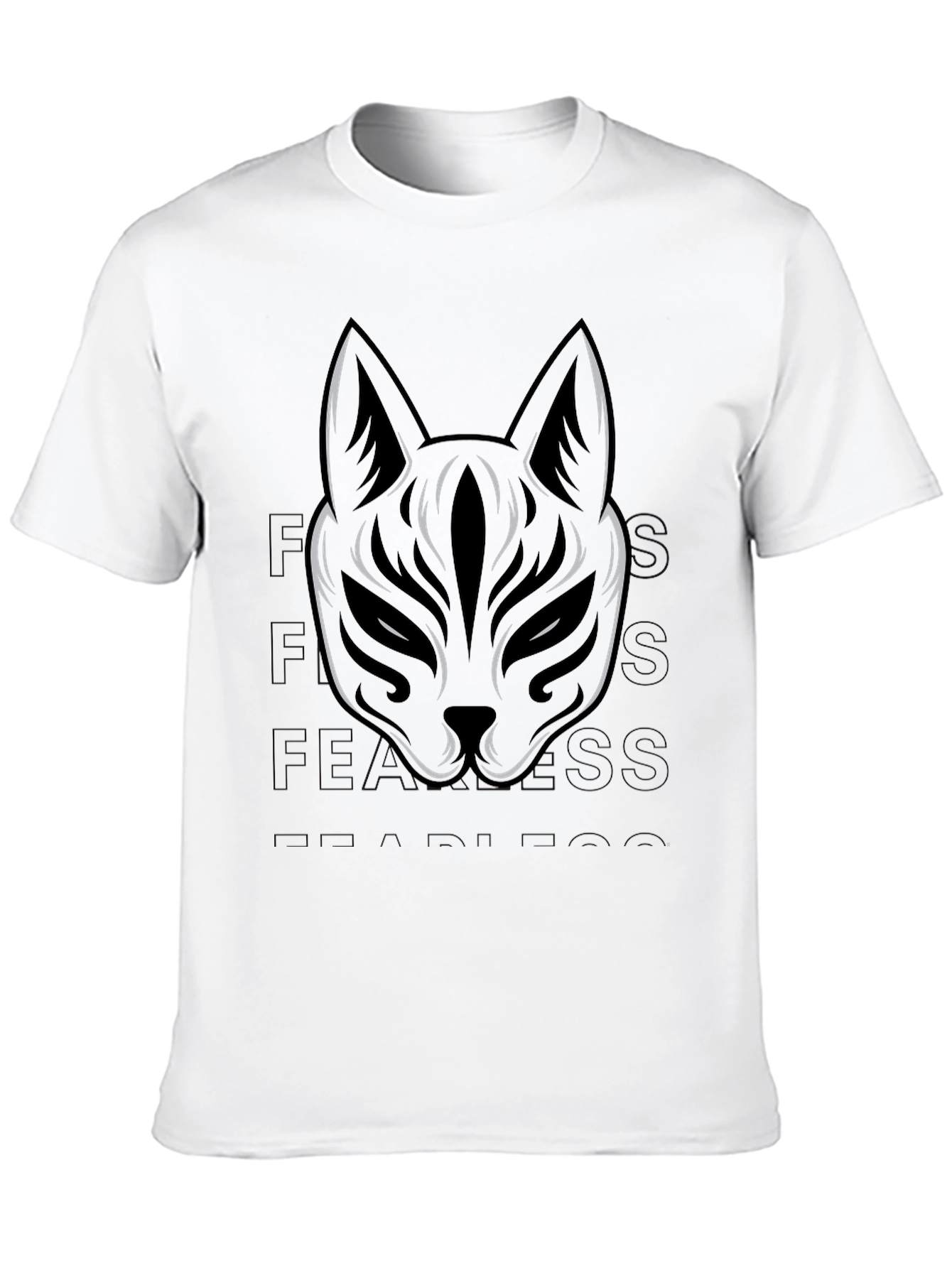 Black T-Shirt with Cat Mask Graphic