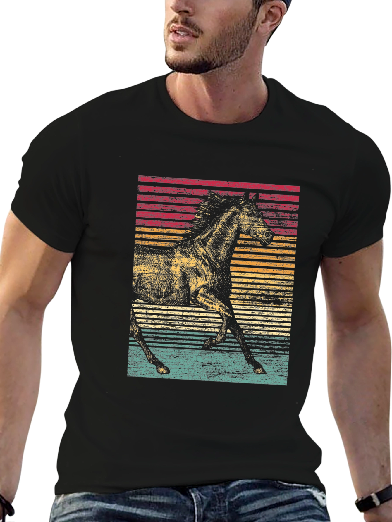 Retro Horse Graphic T-Shirt - Equestrian Style