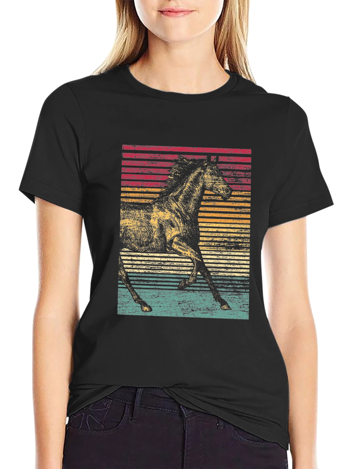 Retro Horse Graphic T-Shirt - Equestrian Style
