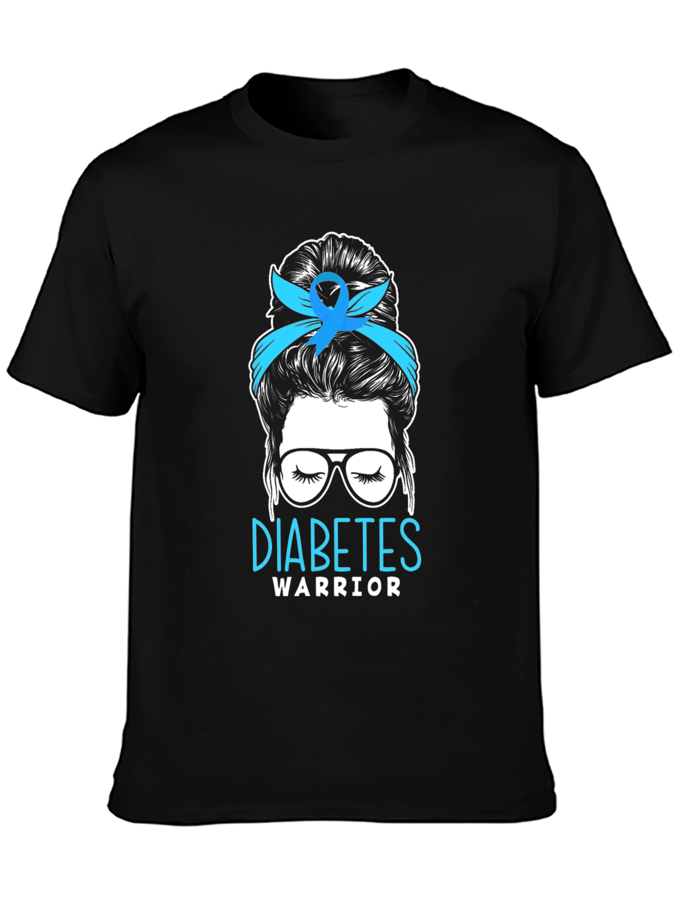 Diabetes Warrior Messy Bun T-Shirt