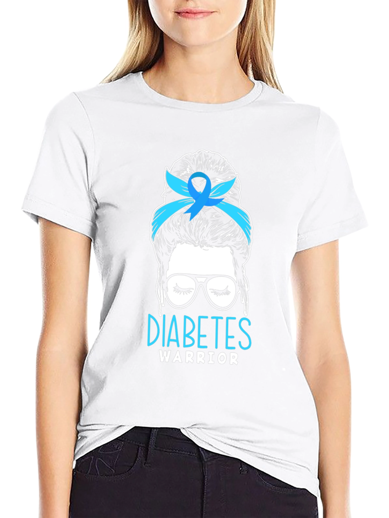 Diabetes Warrior Messy Bun T-Shirt