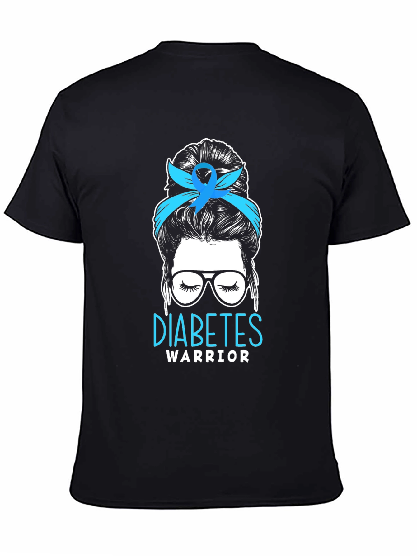 Diabetes Warrior Messy Bun T-Shirt