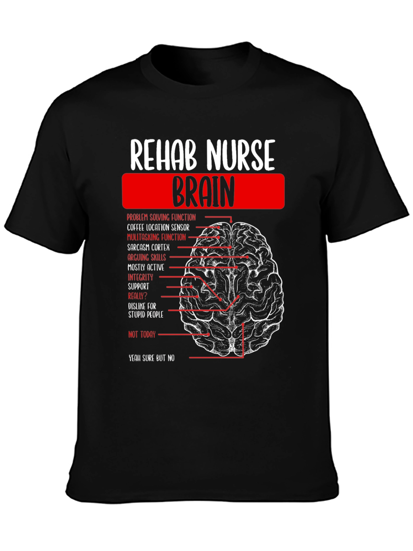 Rehab Nurse Brain Anatomy Graphic T-Shirt
