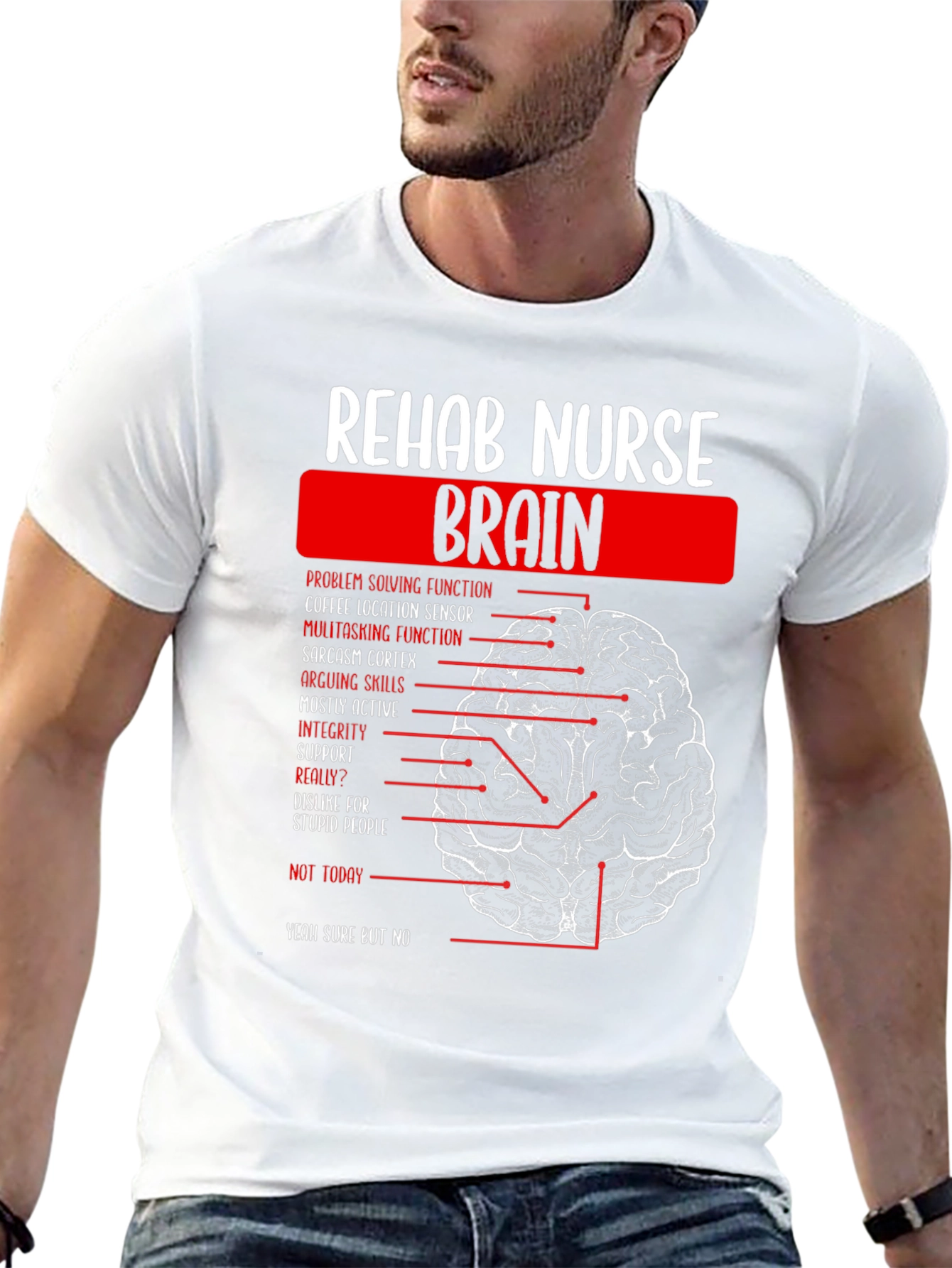 Rehab Nurse Brain Anatomy Graphic T-Shirt