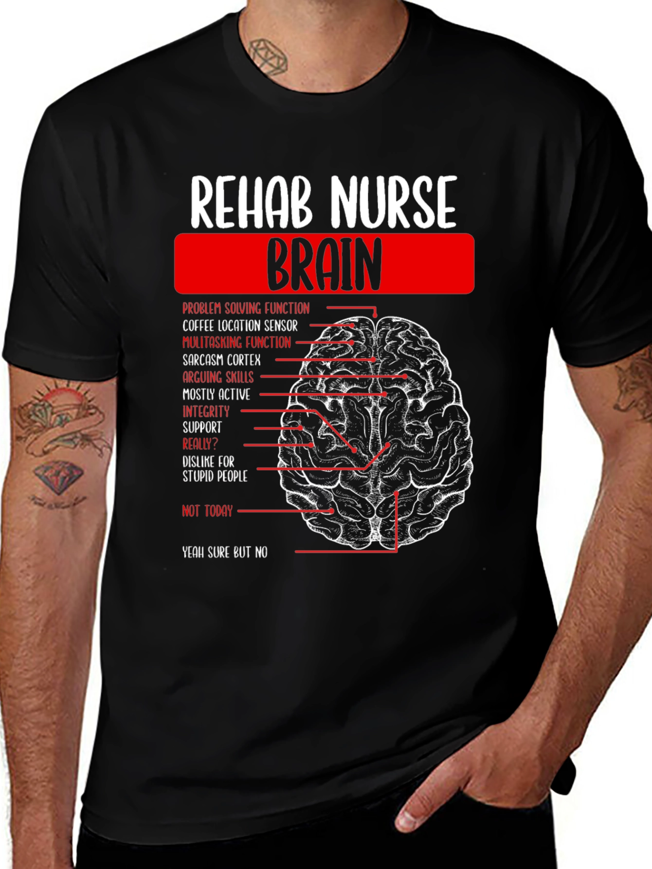 Rehab Nurse Brain Anatomy Graphic T-Shirt