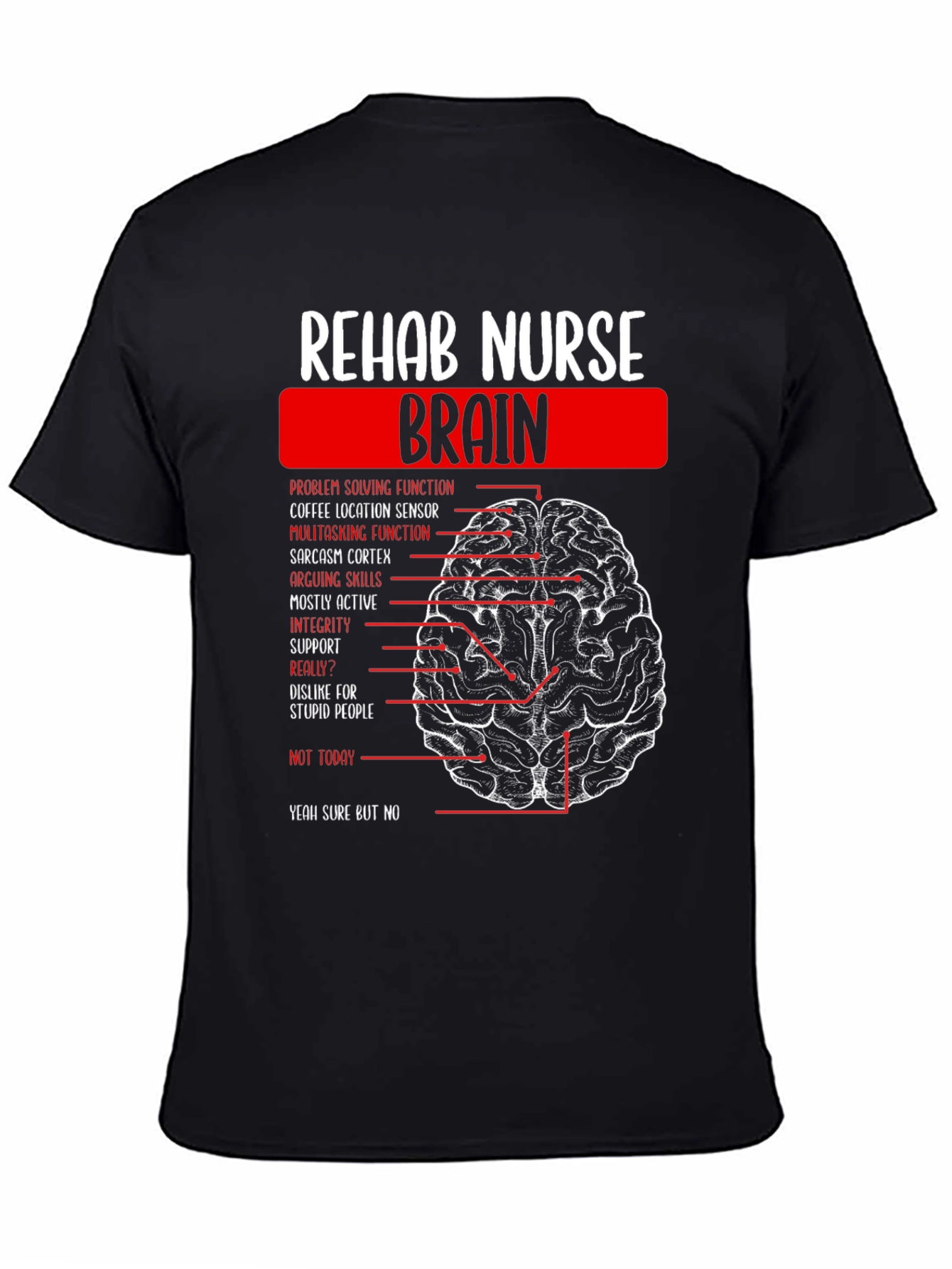 Rehab Nurse Brain Anatomy Graphic T-Shirt