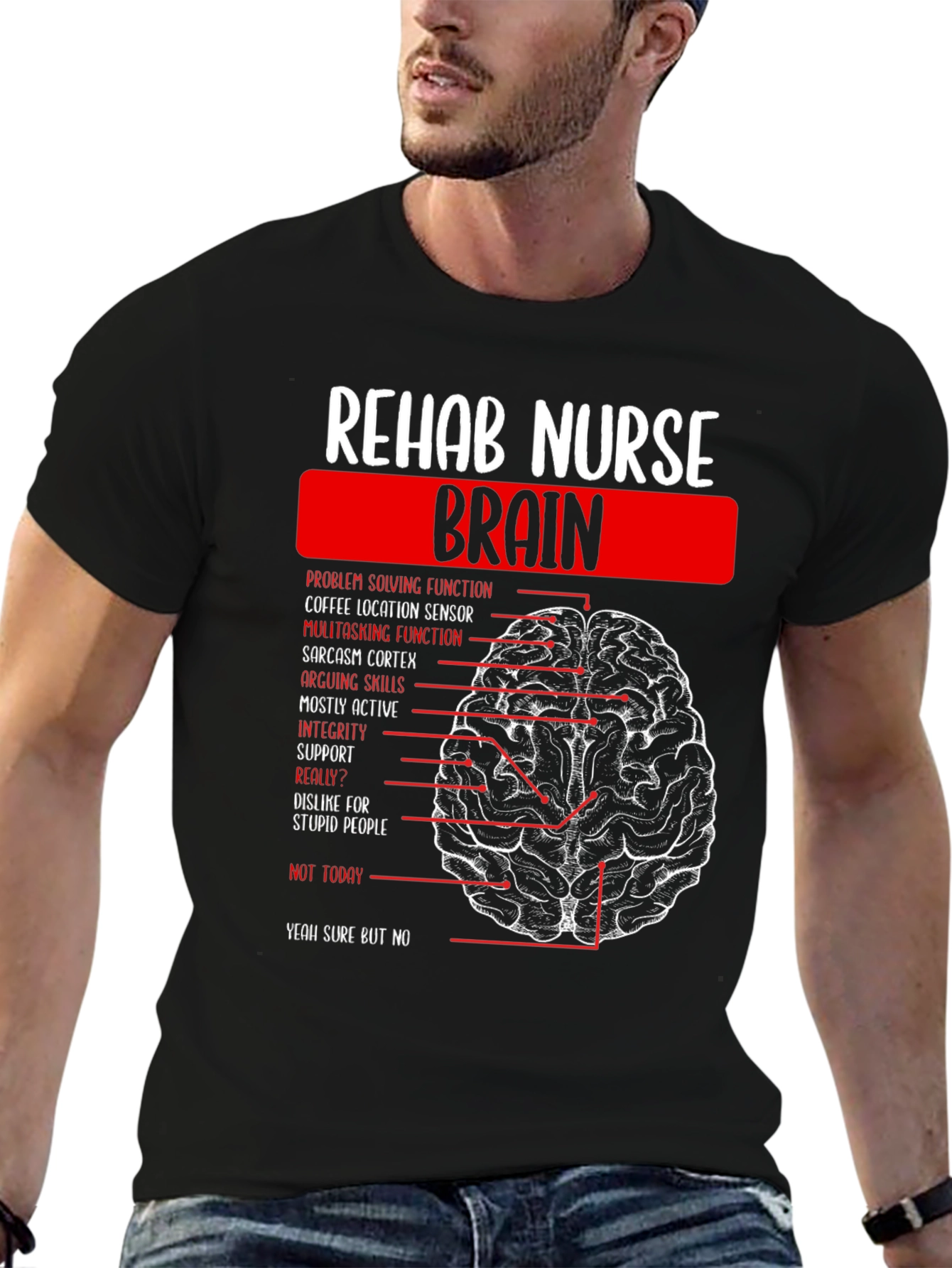 Rehab Nurse Brain Anatomy Graphic T-Shirt