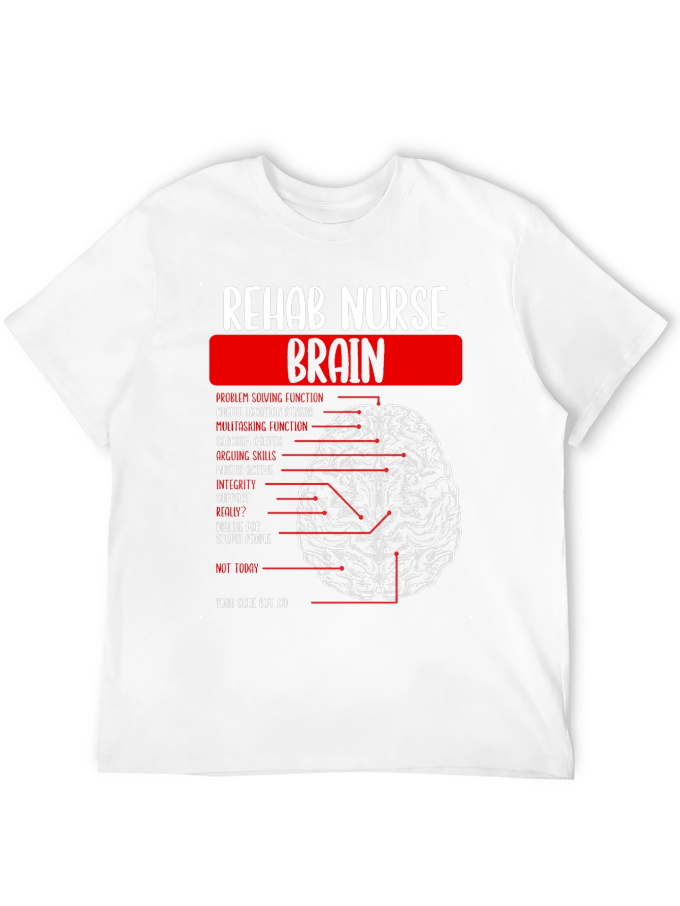 Rehab Nurse Brain Anatomy Graphic T-Shirt