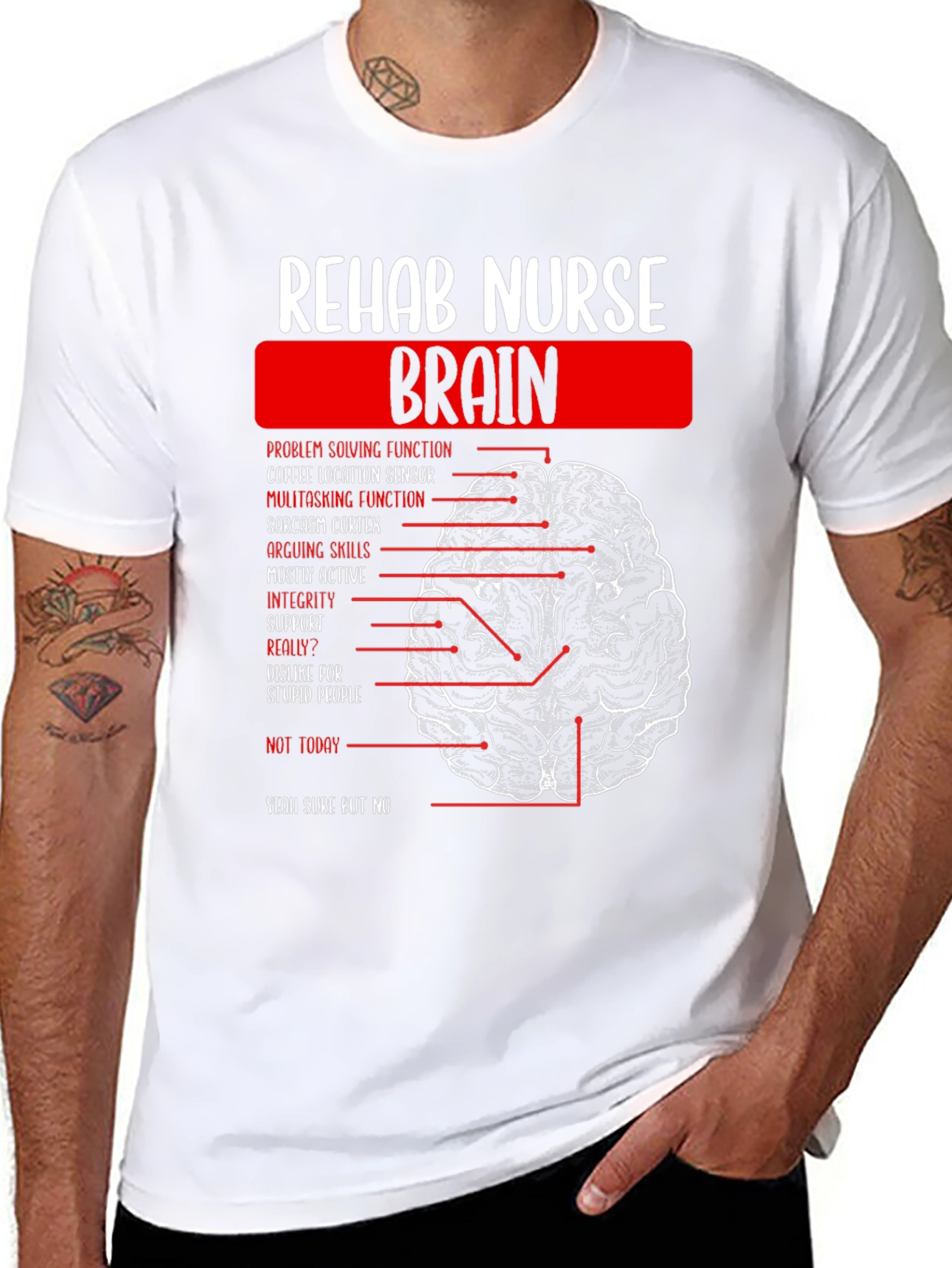 Rehab Nurse Brain Anatomy Graphic T-Shirt