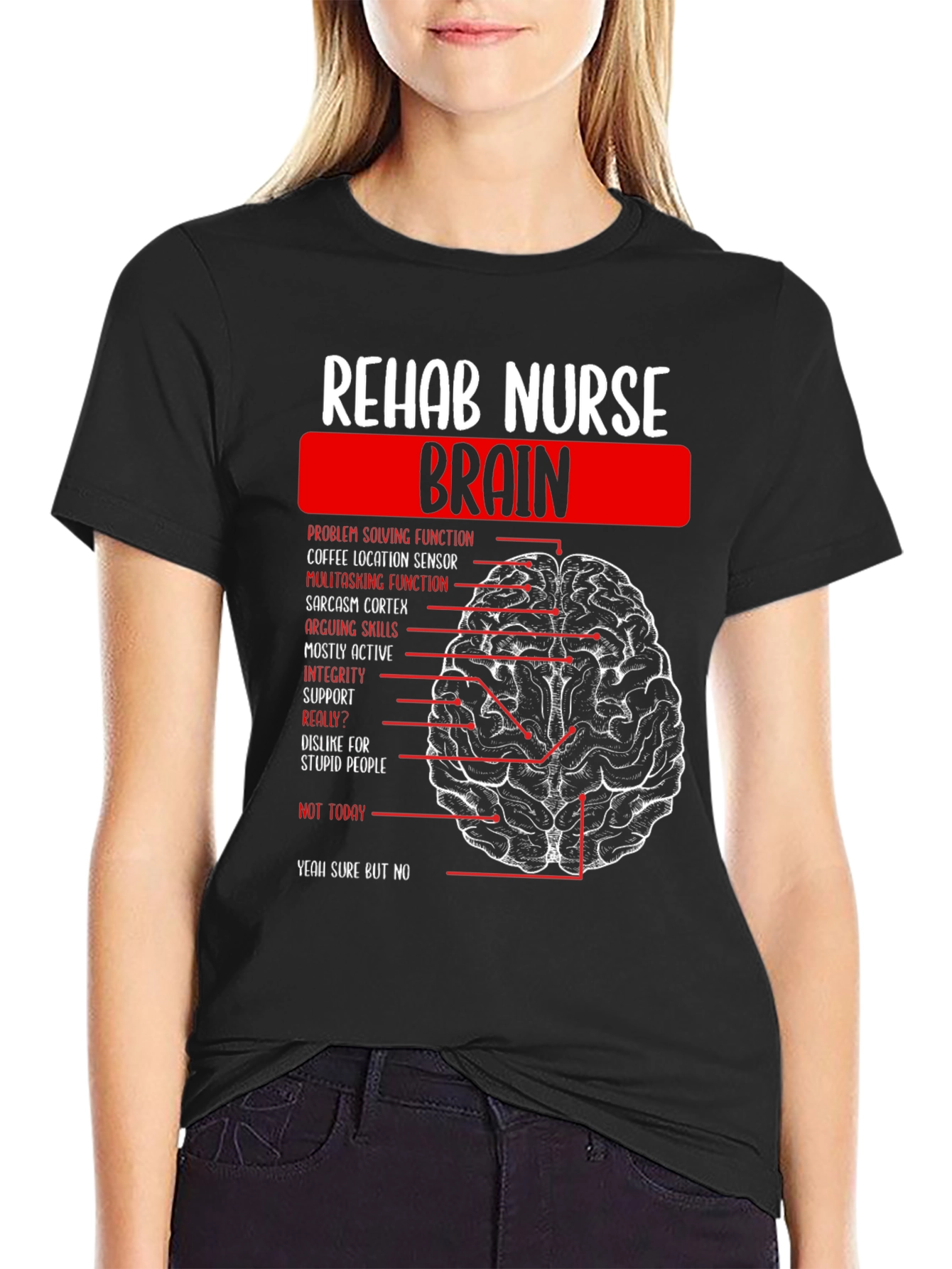 Rehab Nurse Brain Anatomy Graphic T-Shirt