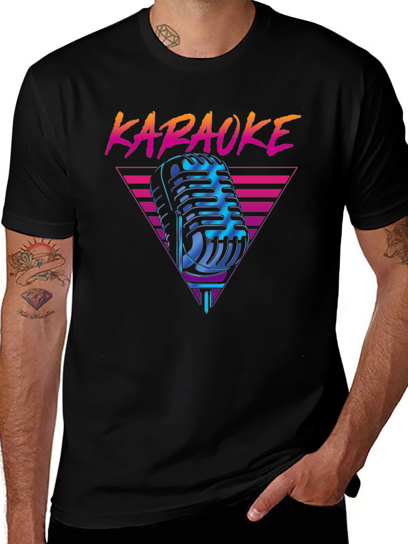 Retro Karaoke Microphone Graphic T-Shirt