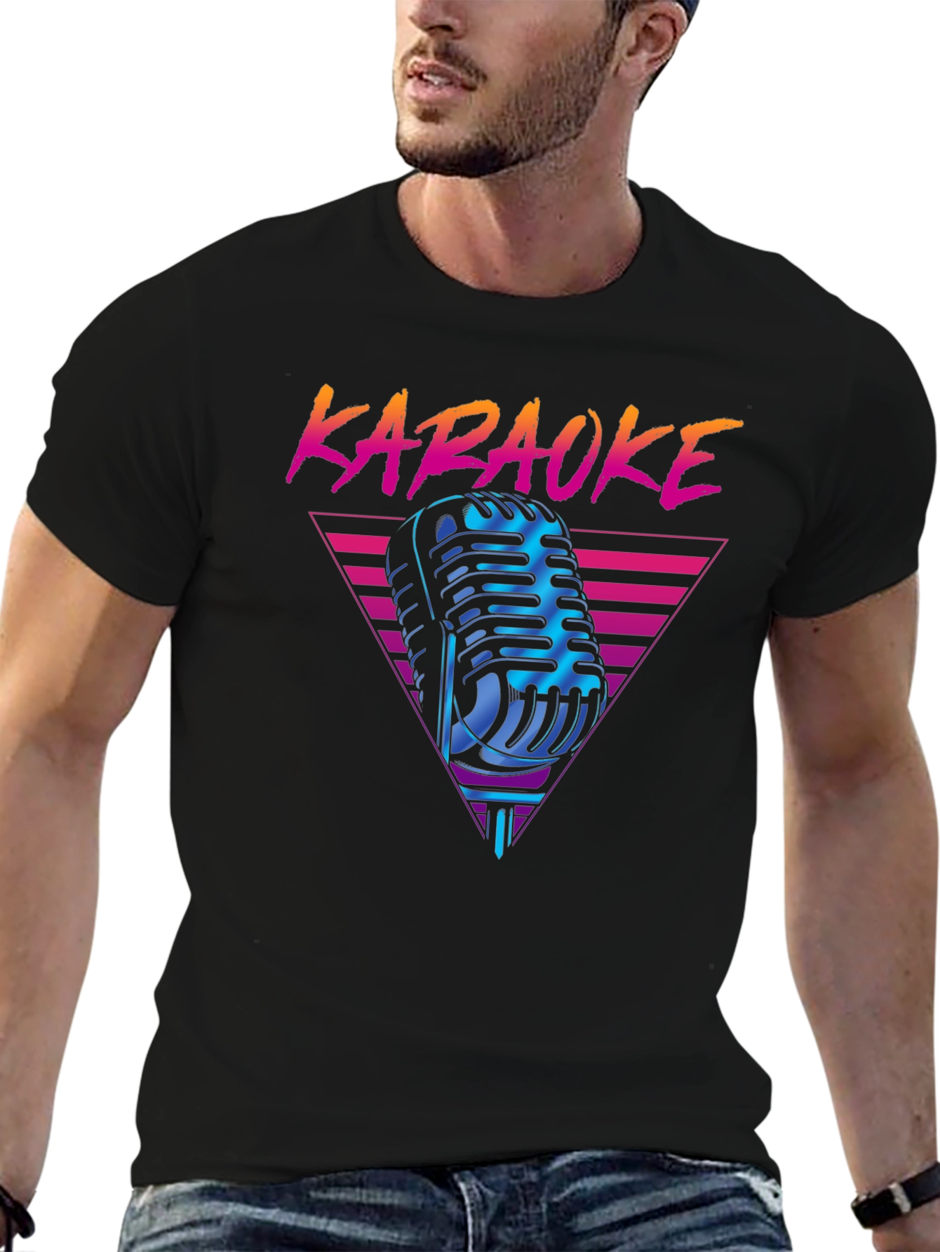 Retro Karaoke Microphone Graphic T-Shirt